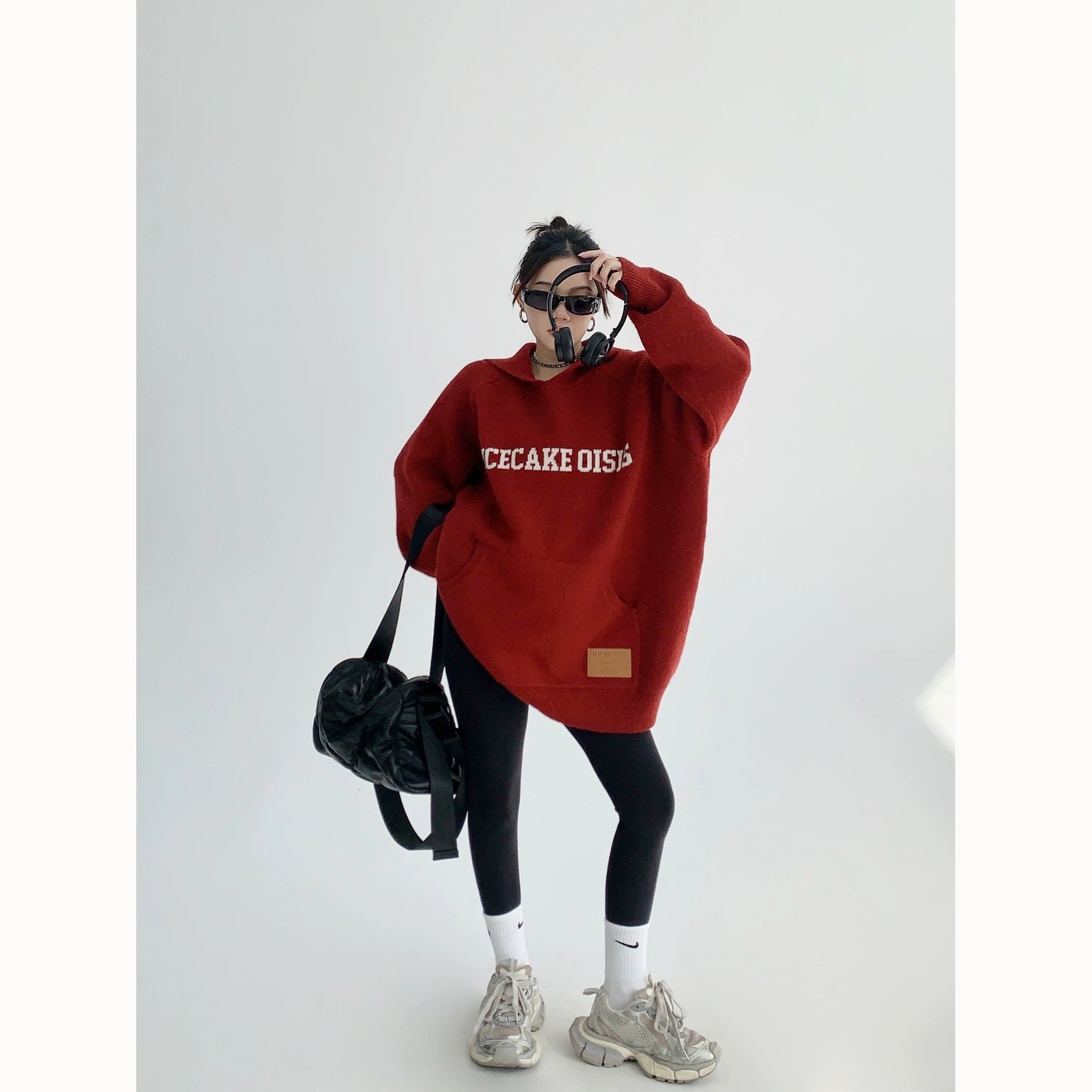 Brick Cozy Logo Knit Hoodie