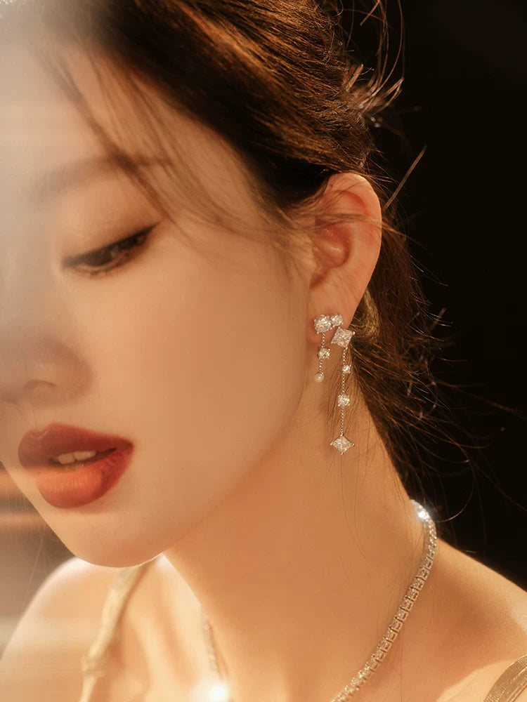 Neon Crystal Tassel Earrings - view 4