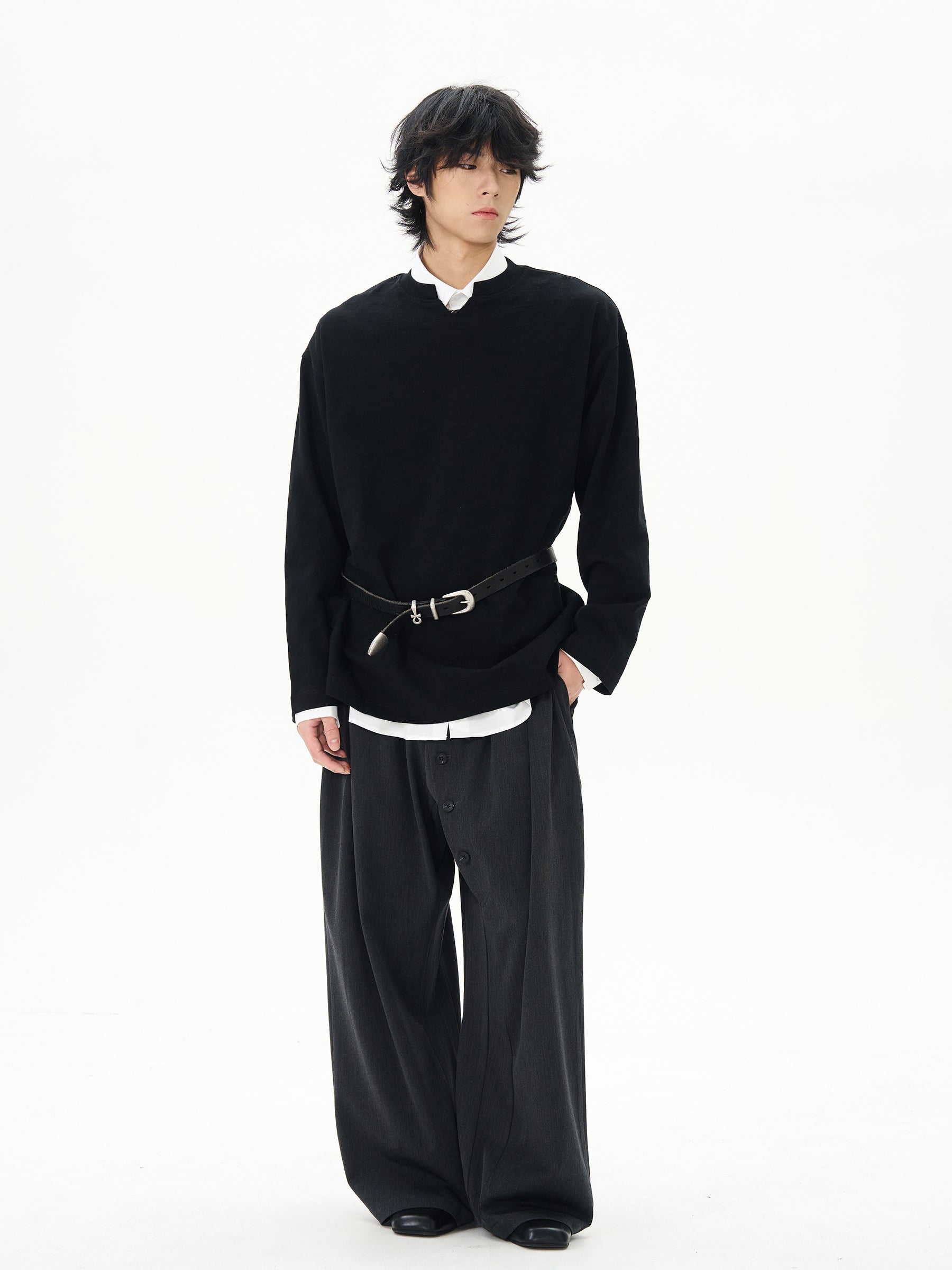 White Split Neck Cotton Shirt