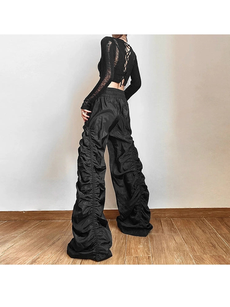 High-Waist Pleated Wide-Leg Pants - chiclara