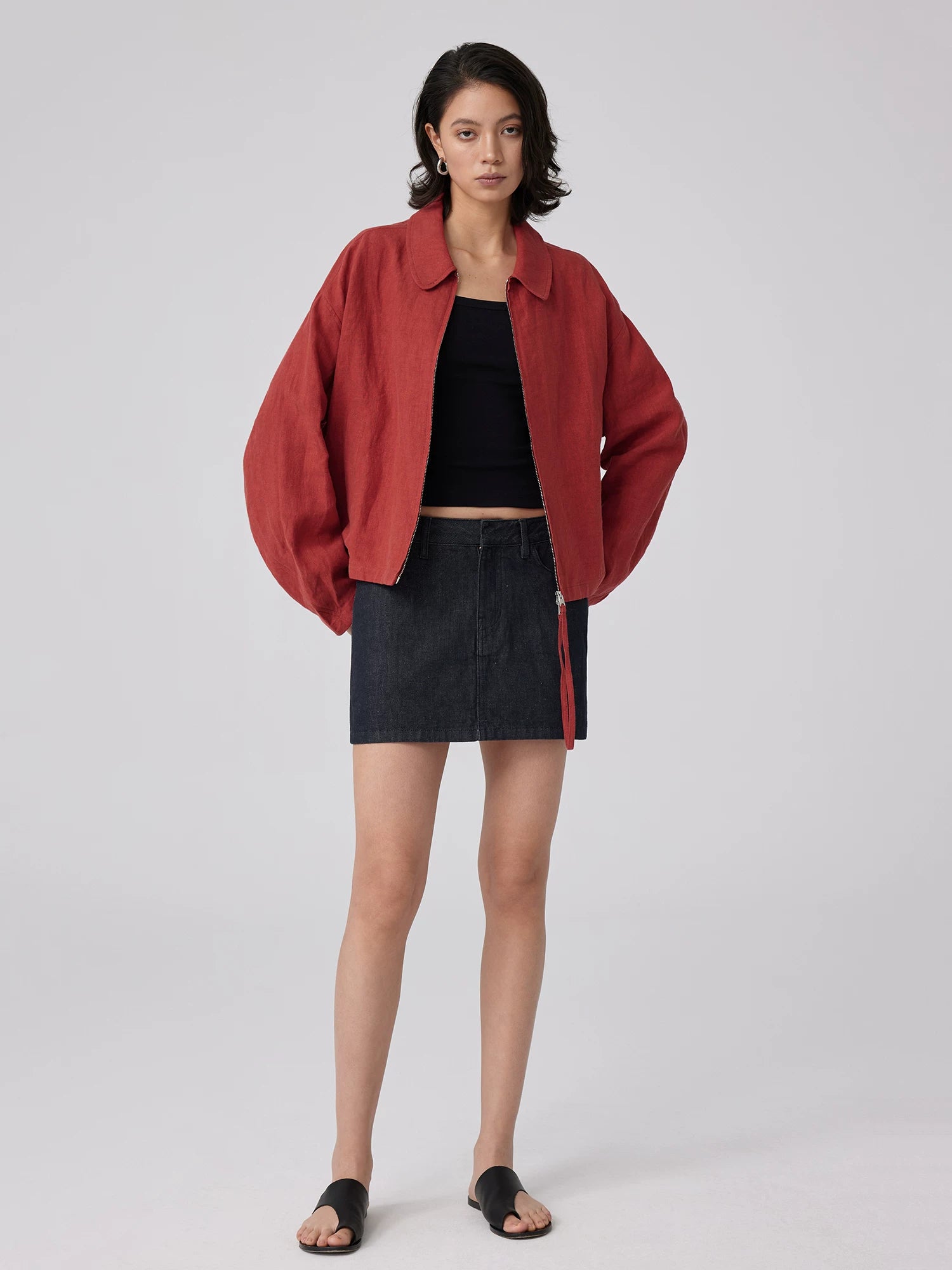 Black Denim Mini Skirt
