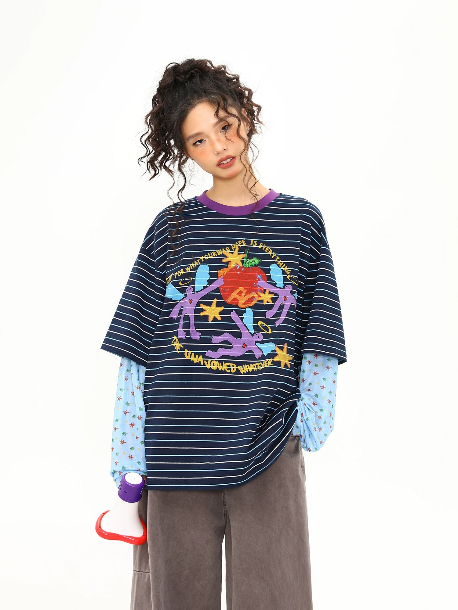 Cosmic Friends Striped Graphic Tee