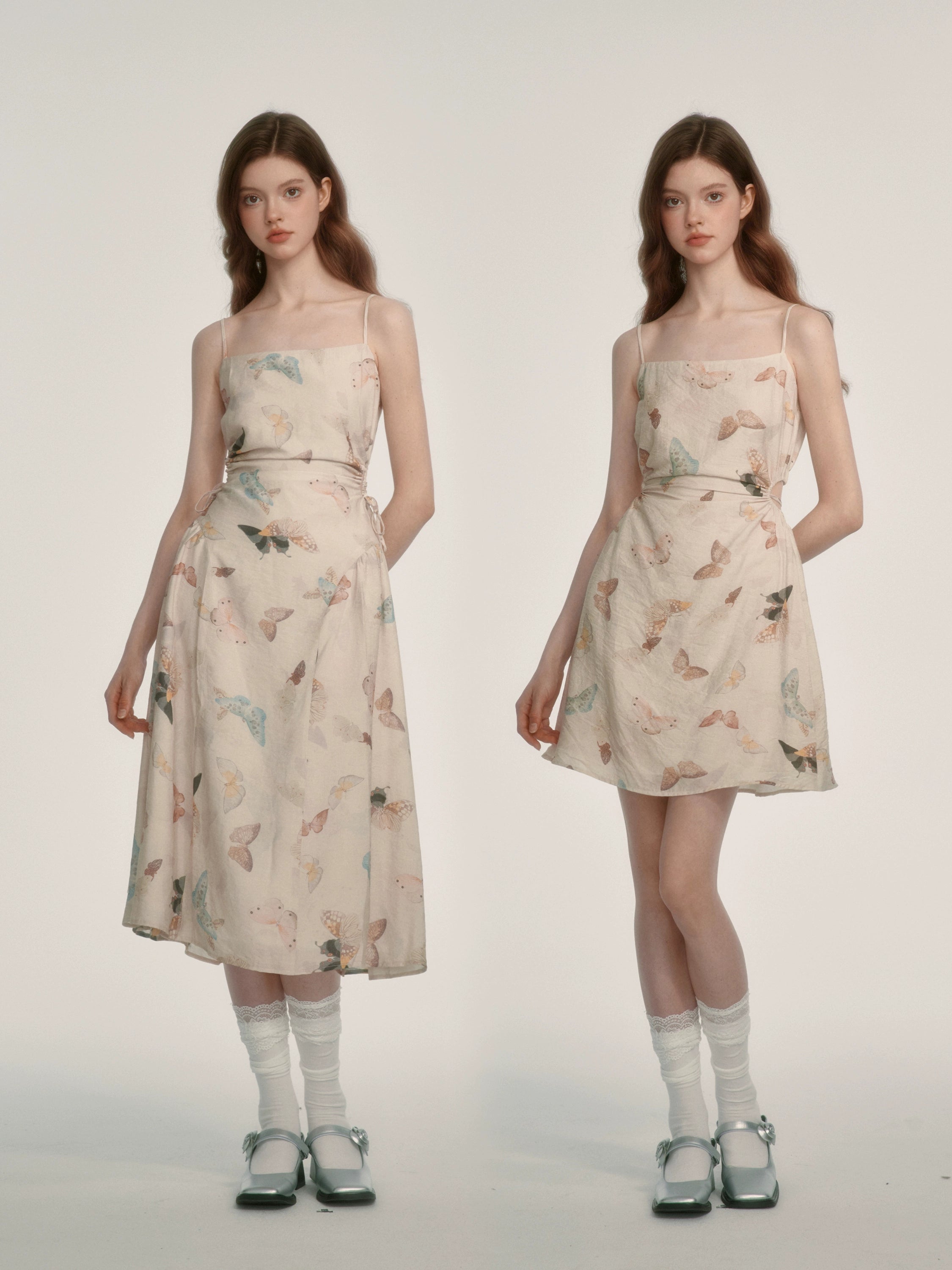 Butterfly Print Spaghetti Strap Dress
