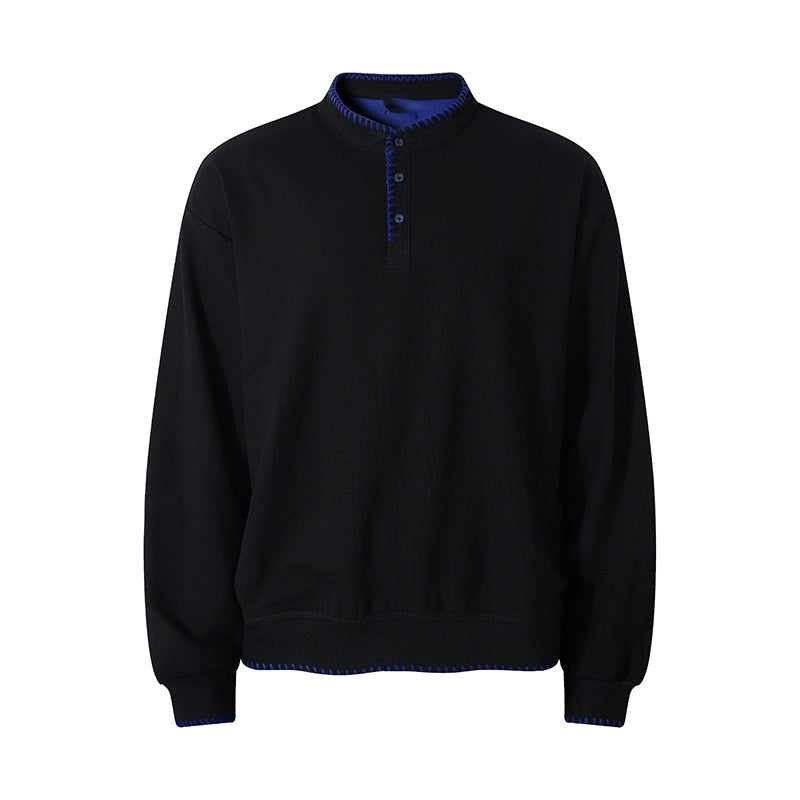 Oat Stitch Henley Sweatshirt