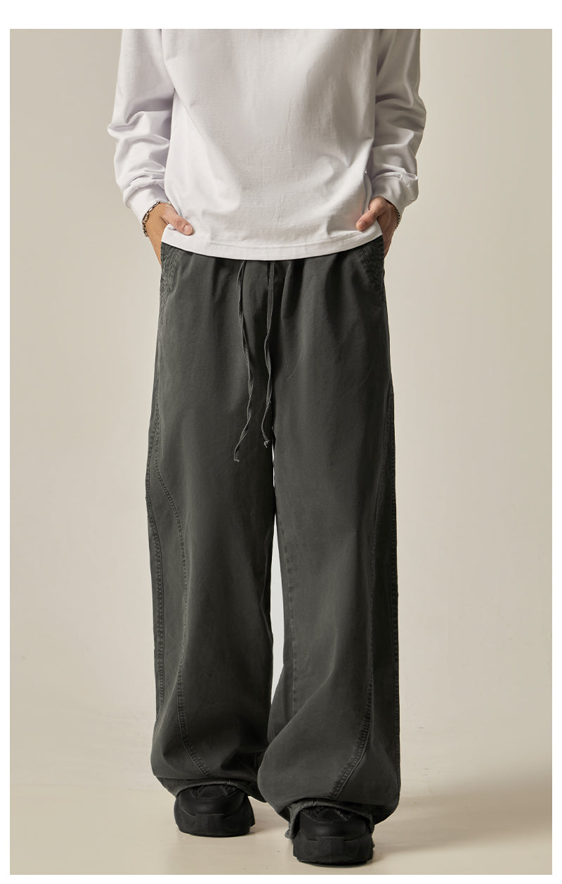 Brown Loose Drawstring Wide Pants