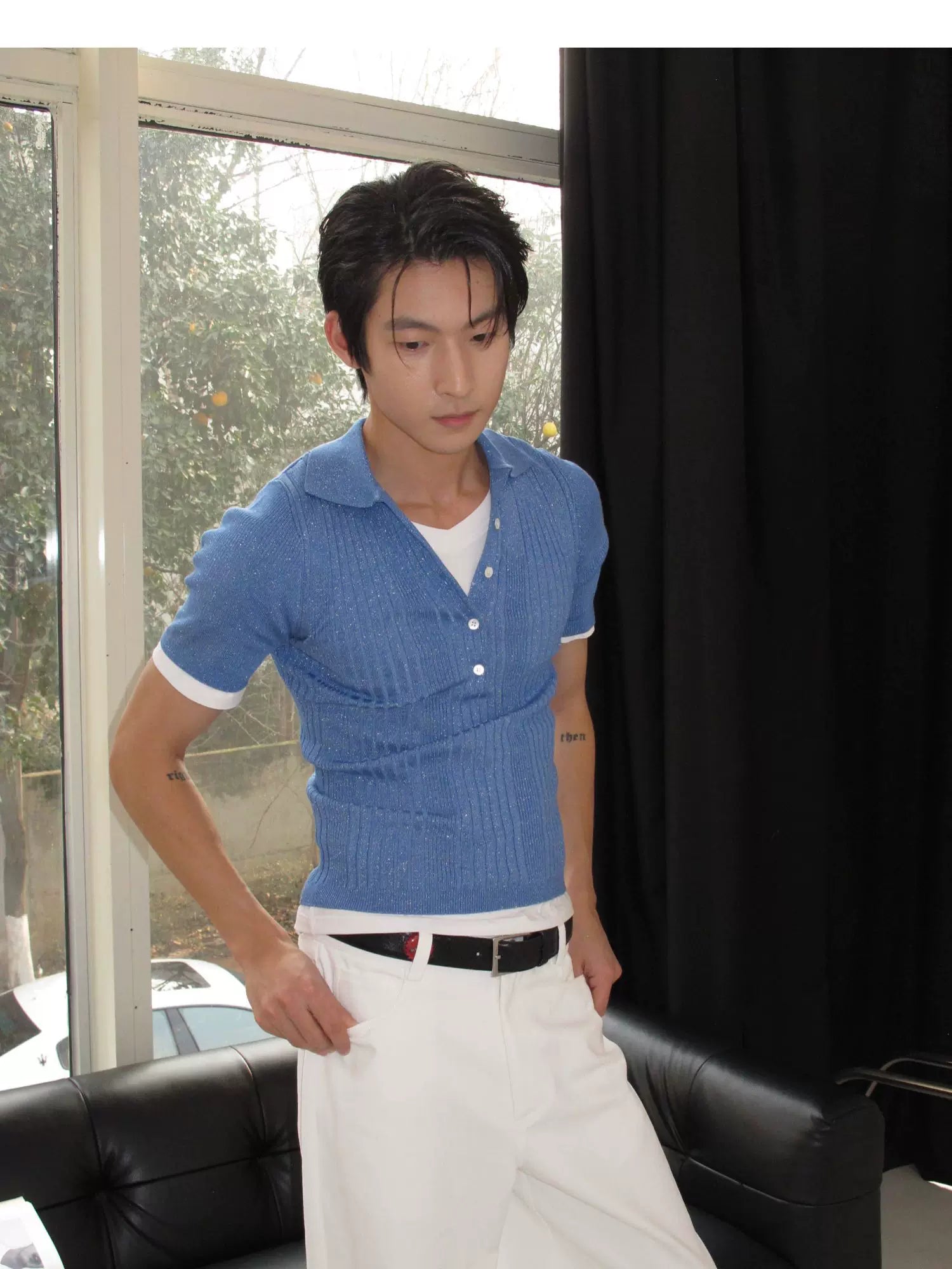 Coastline Rib Knit Polo Tee