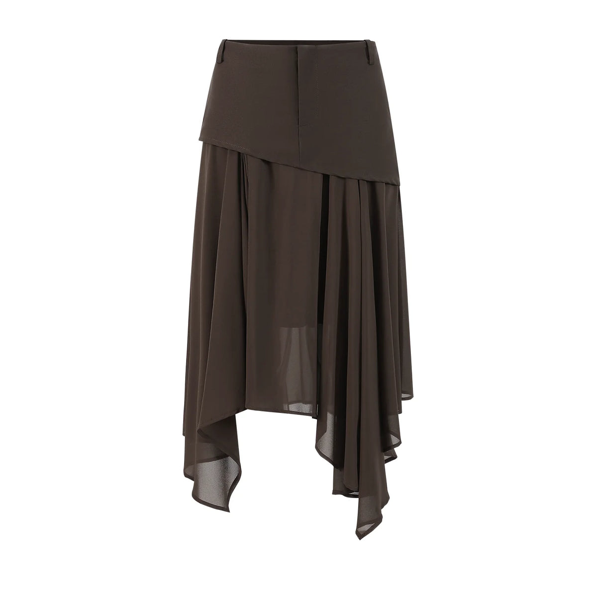 Desert Veil Asymmetric Pleated Midi Skirt