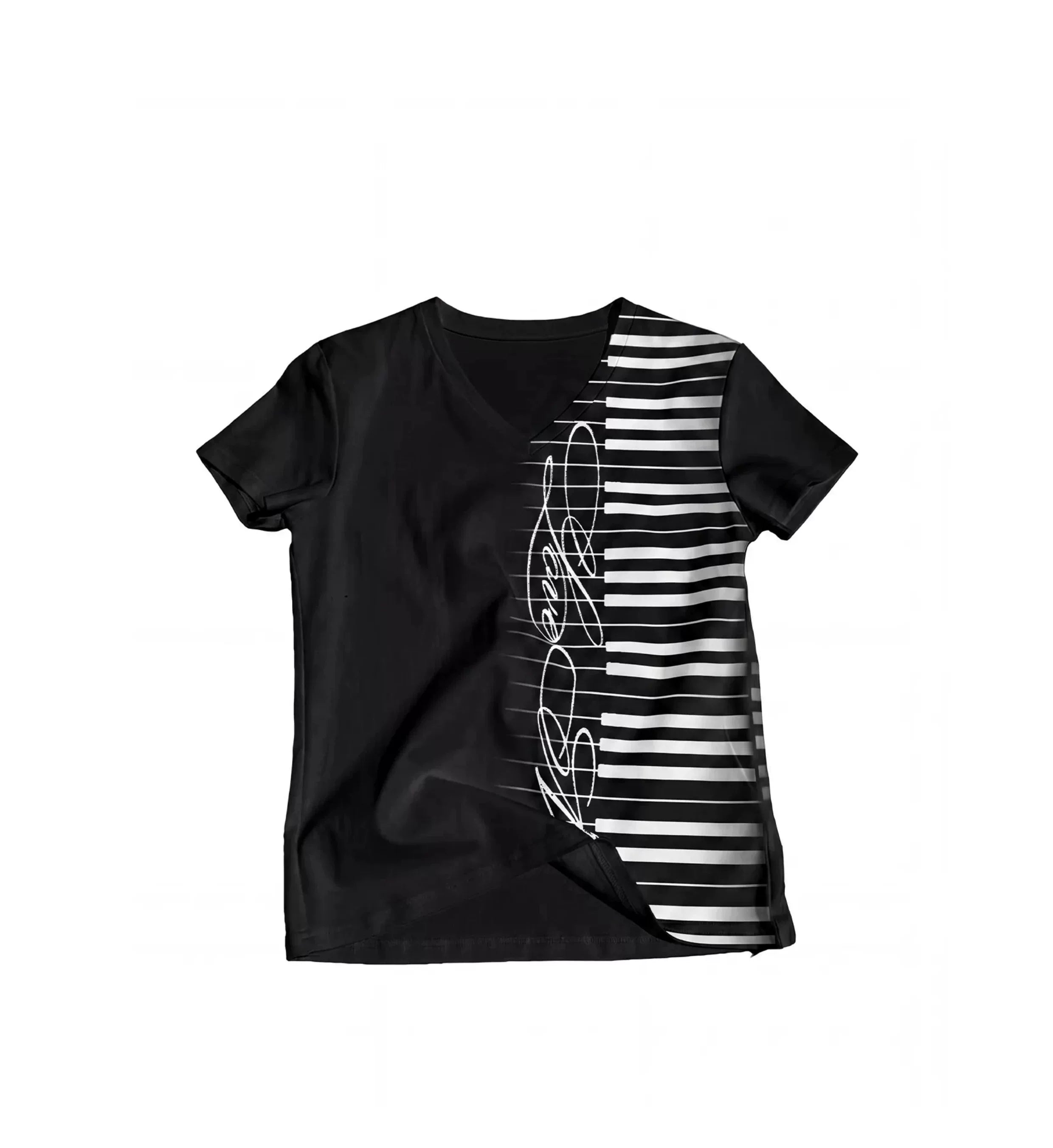Keys Treble Clef V‑Neck Tee