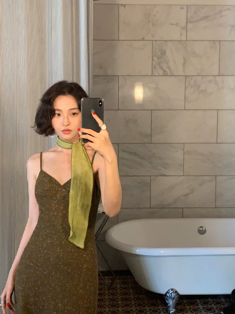 Classy Fishtail Spaghetti Strap Maxi Dress