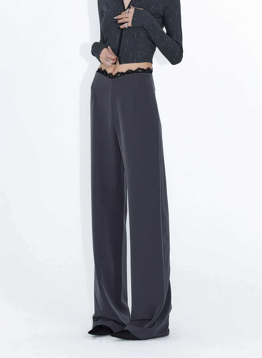 Moonlit Lace-Waist Wide-Leg Pants