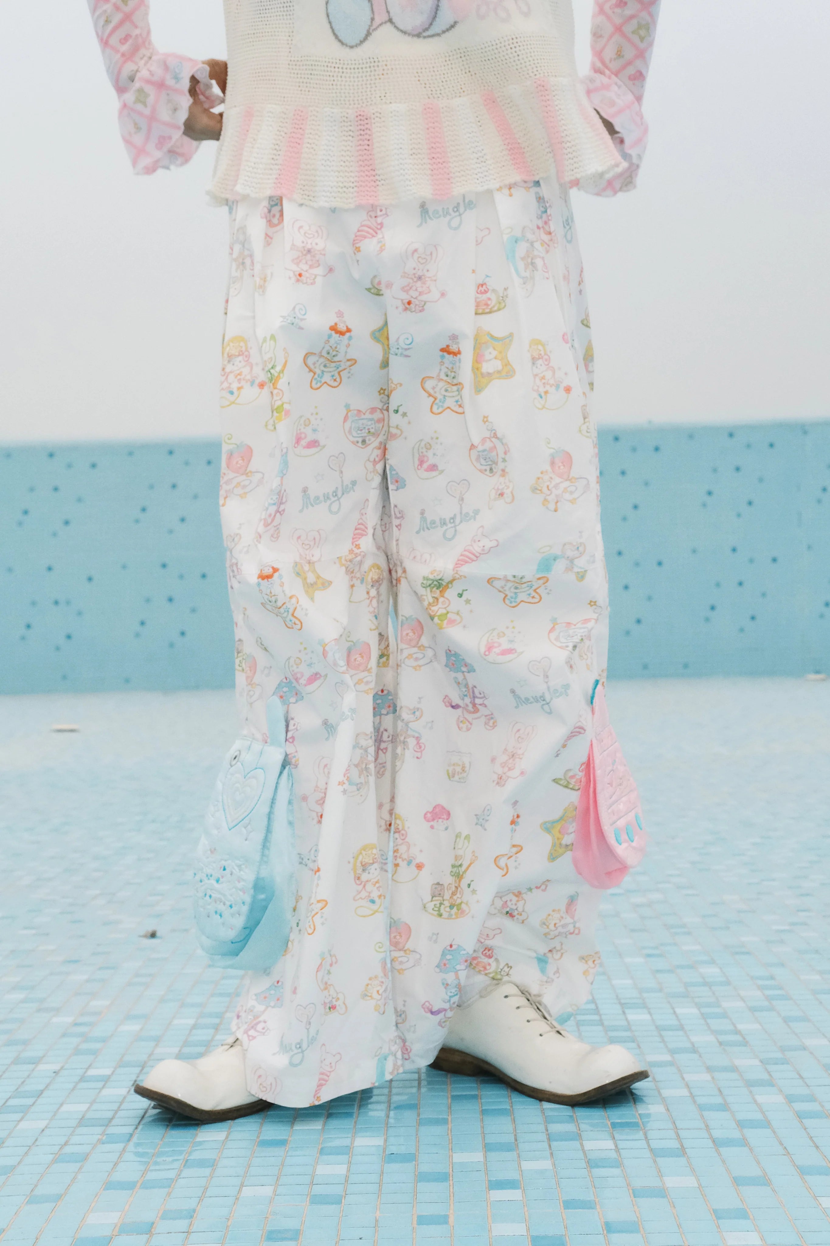 Carousel Print Wide Leg Pocket Pants