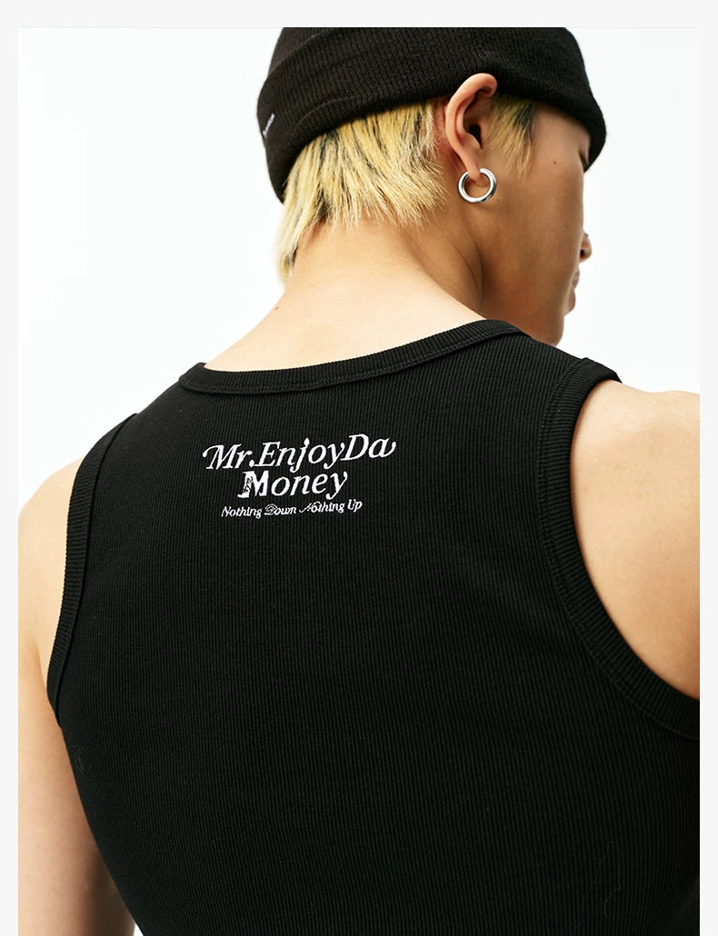 Logo Print Ribbed Tank Top