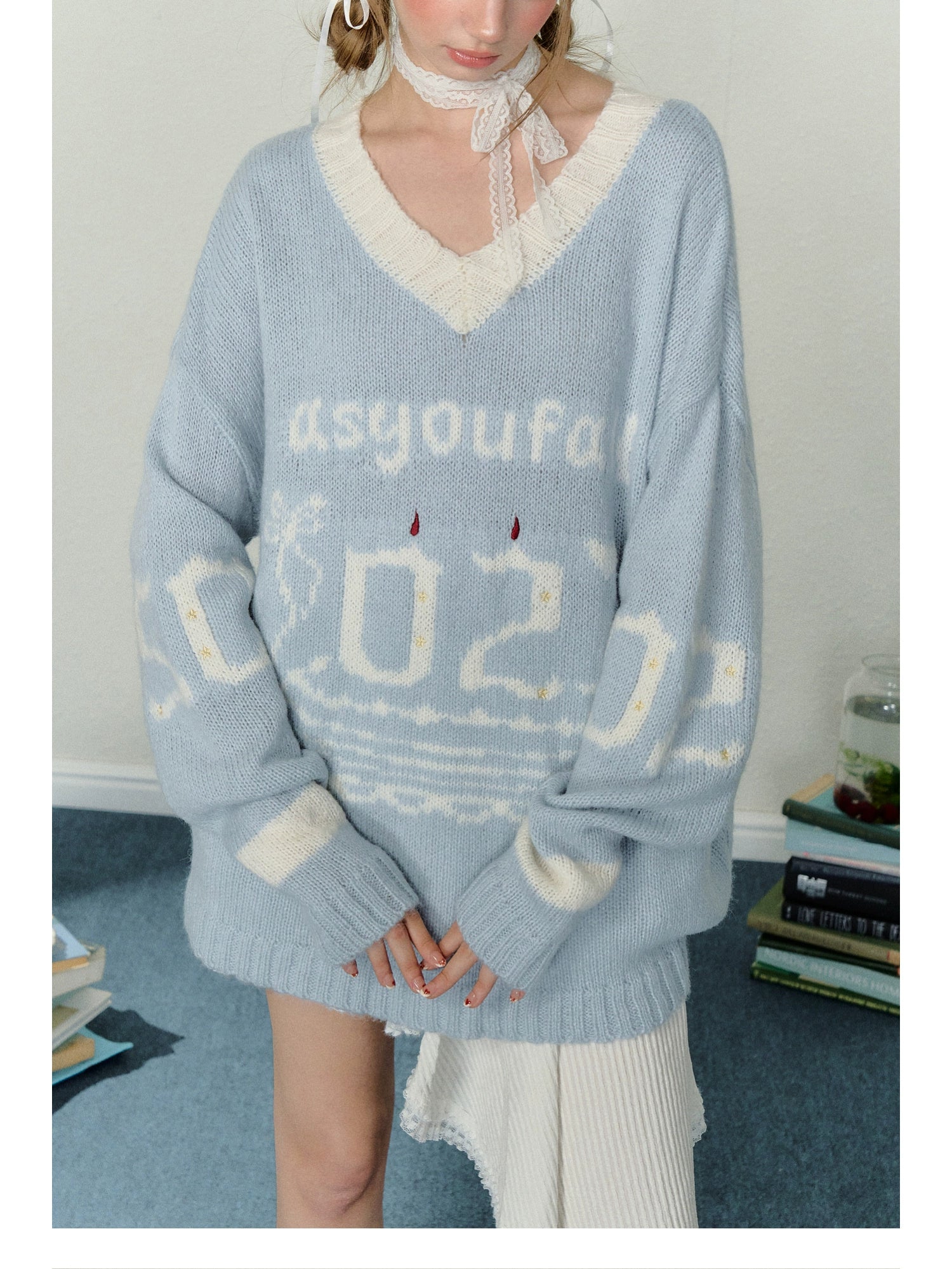 Birthday Cake V-Neck Sweater