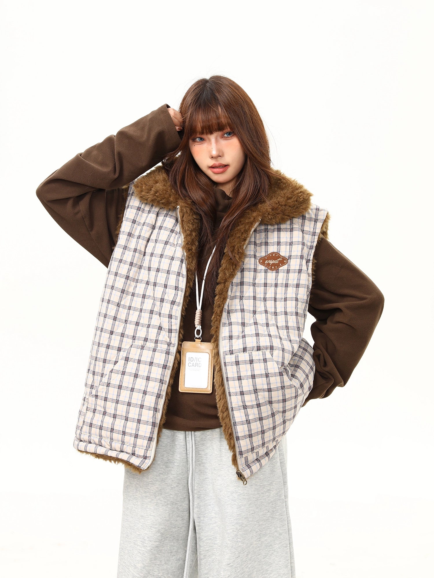 Maple Lodge Check Sherpa Vest