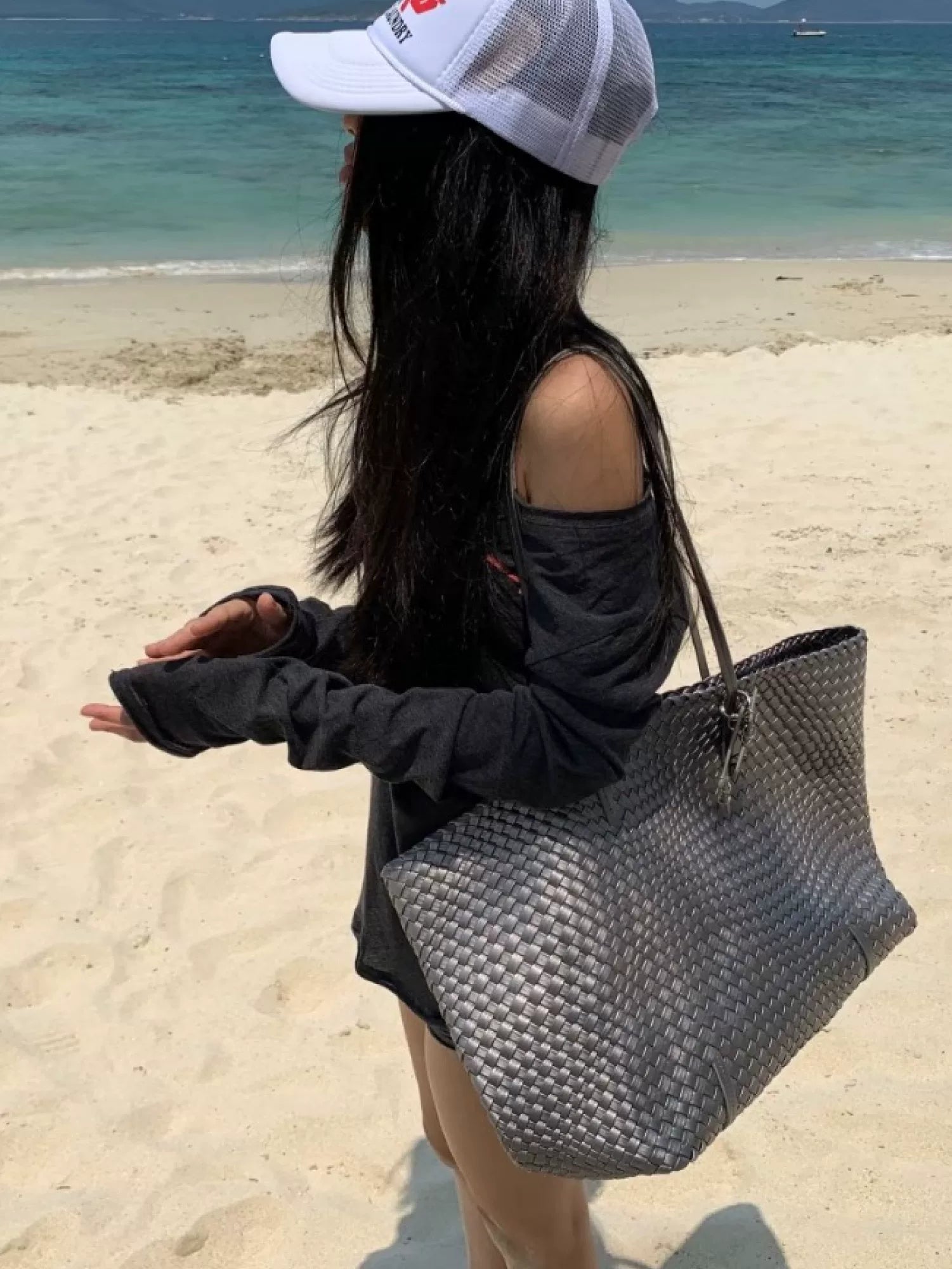 Metallic Woven Wide Commuter Tote - view 1