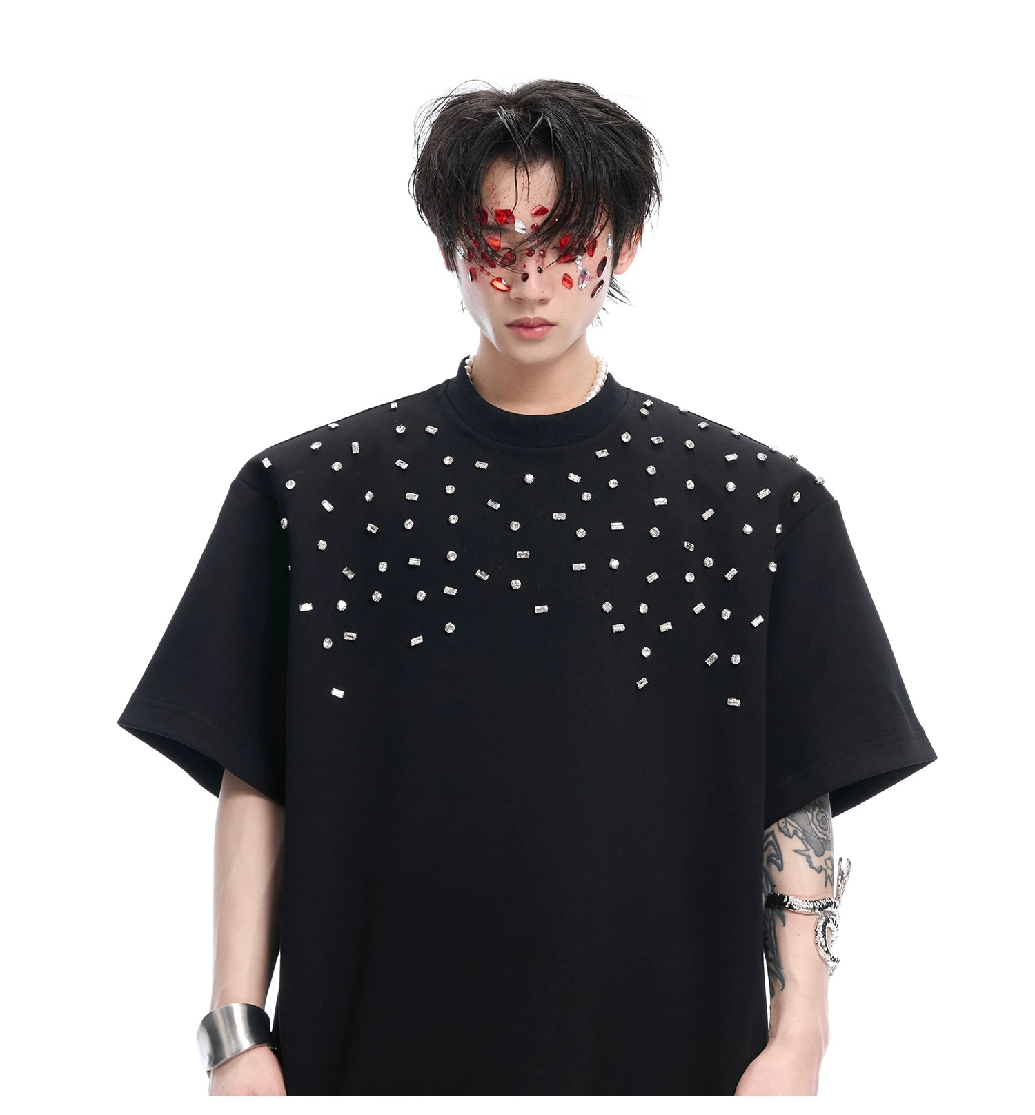 Pearl Cascade Cotton Black Tee