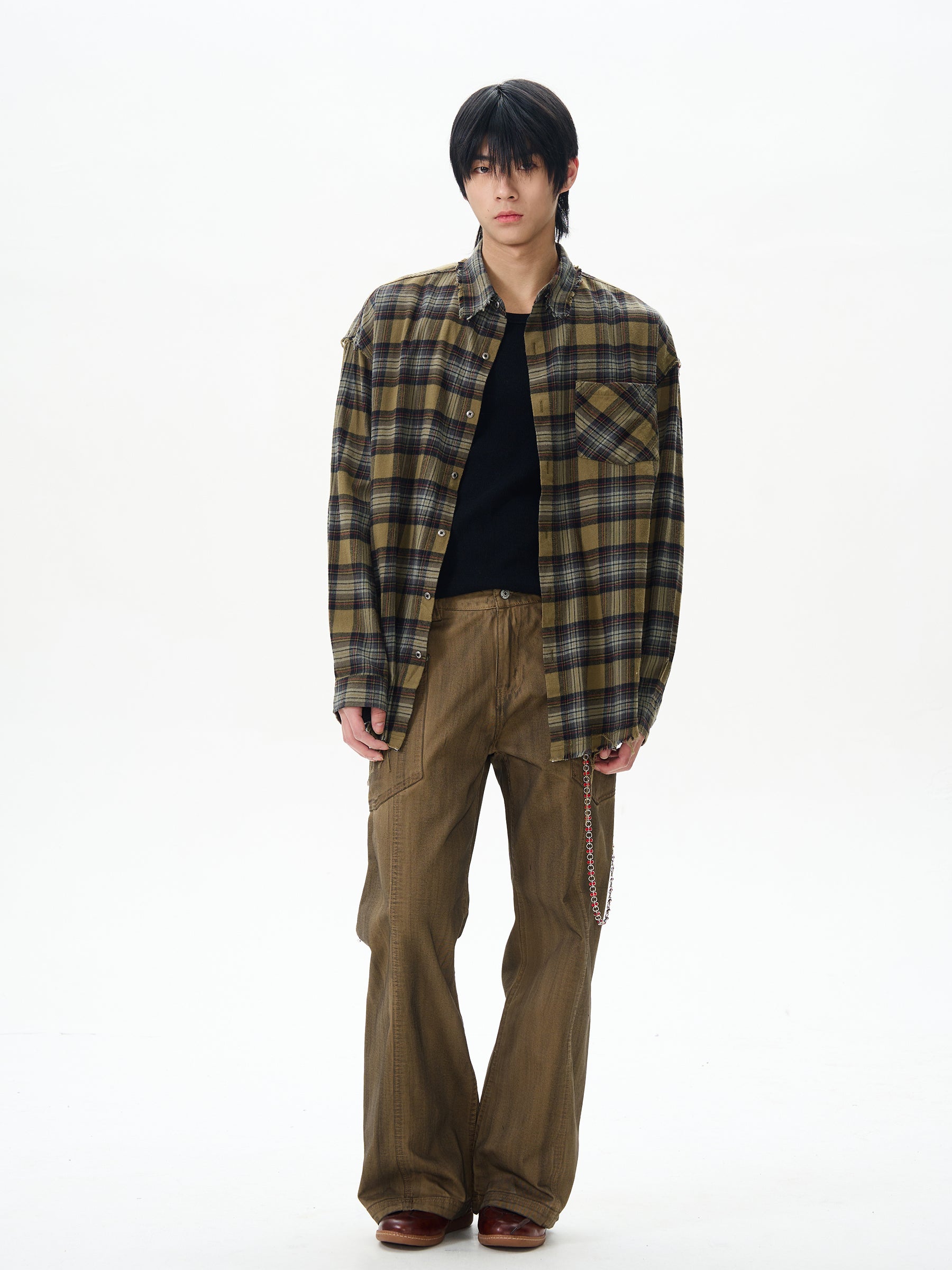 Brown Military Wide Leg Pants