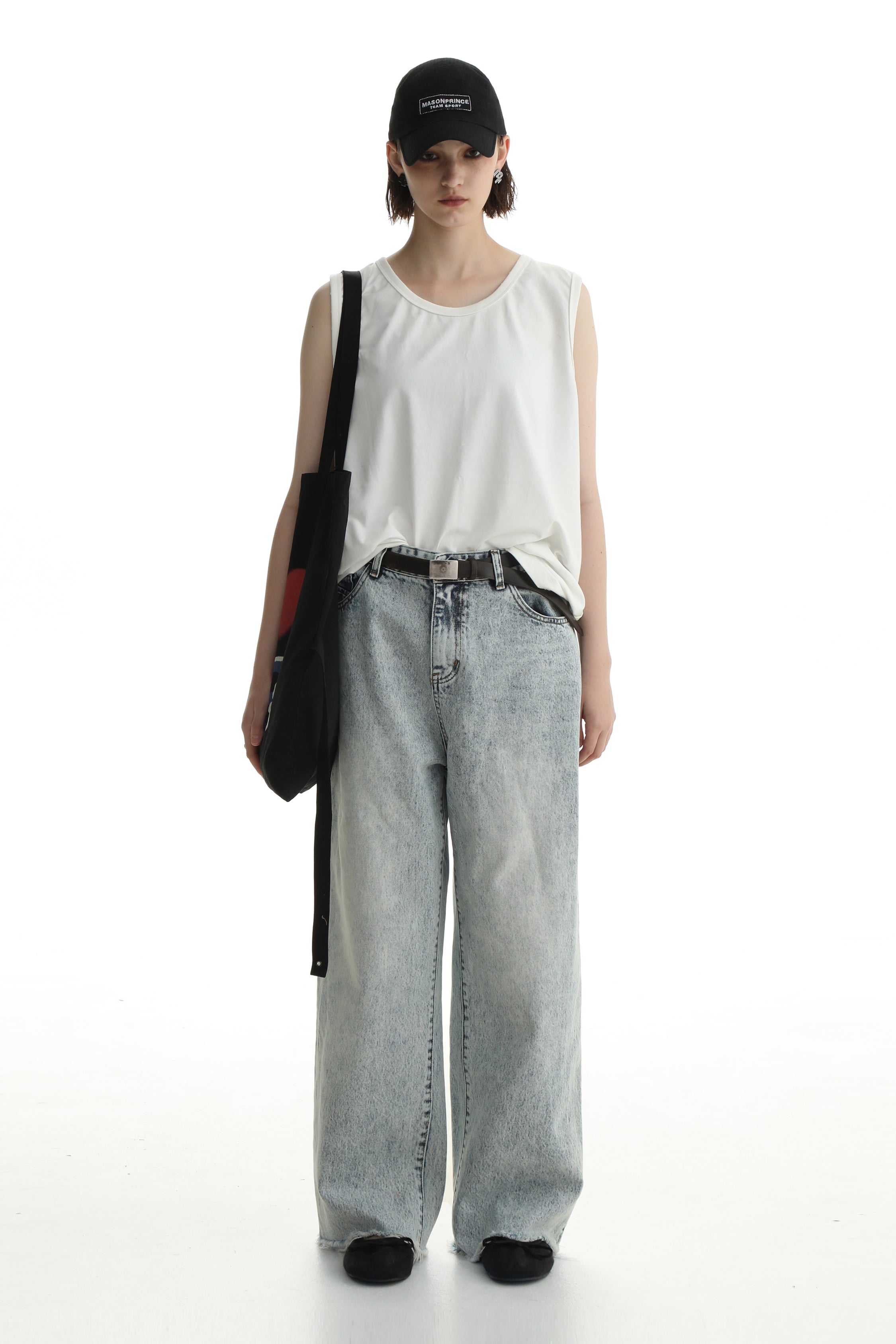 Denim Shorts & Jeans Set with Faded Raw Edges - chiclara