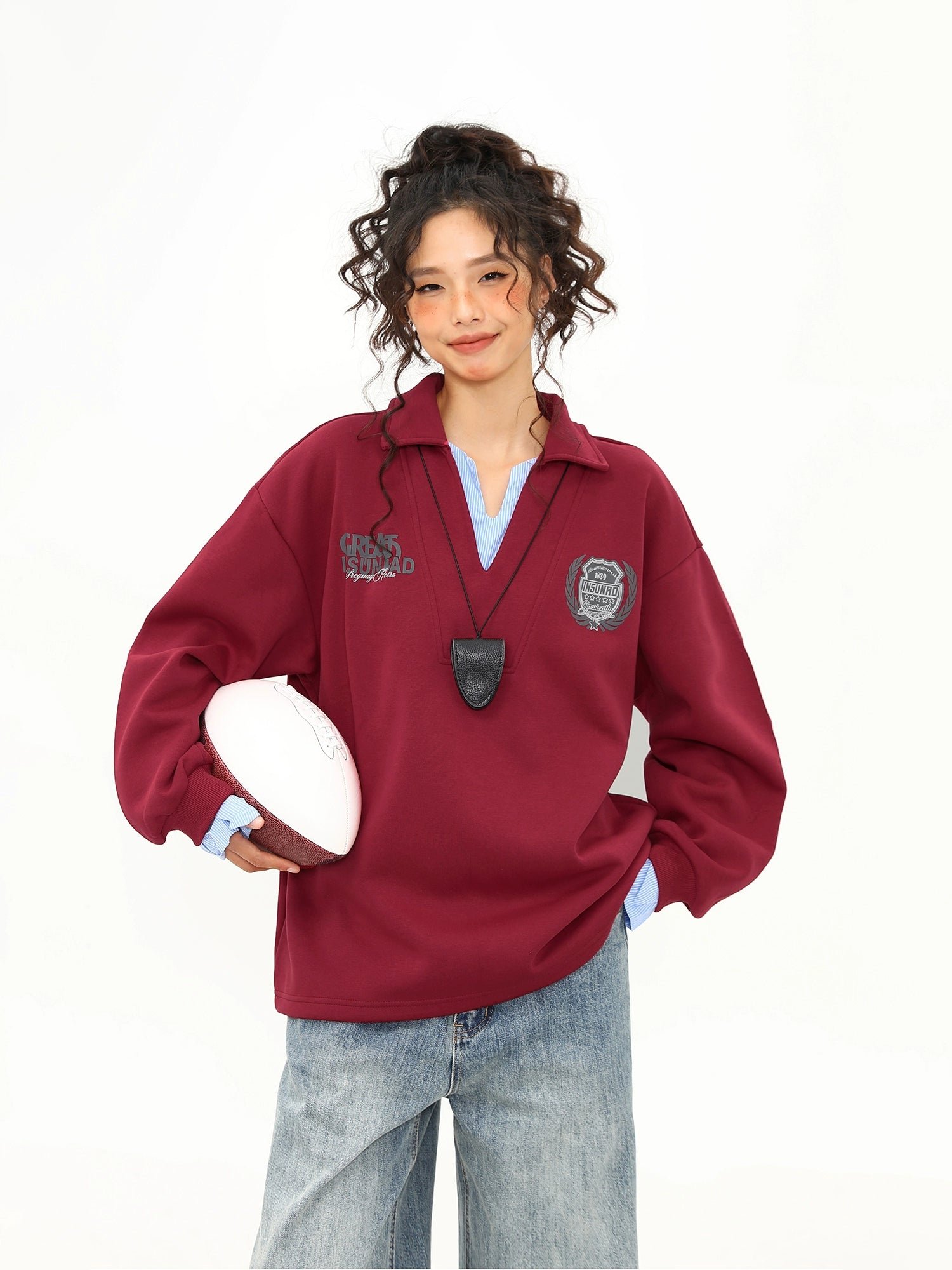 Crimson Varsity Rugby Pullover