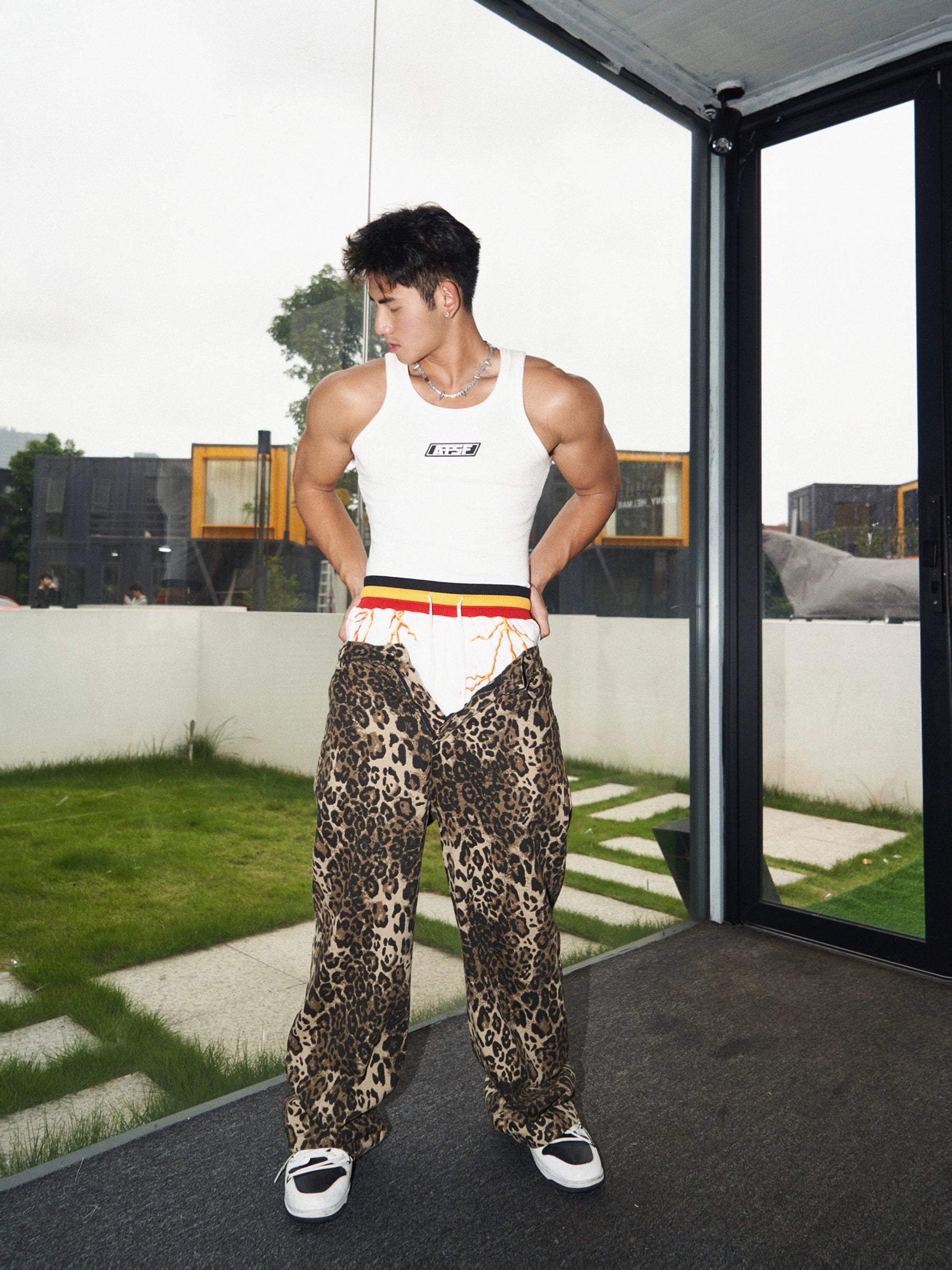 Leopard Print Wide-Leg Pants