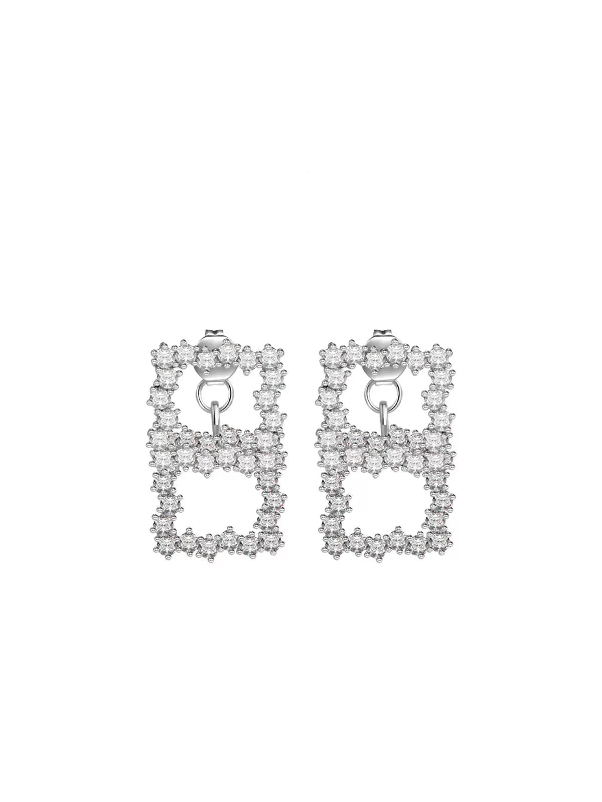 Openwork Square Crystal Earrings - view 4