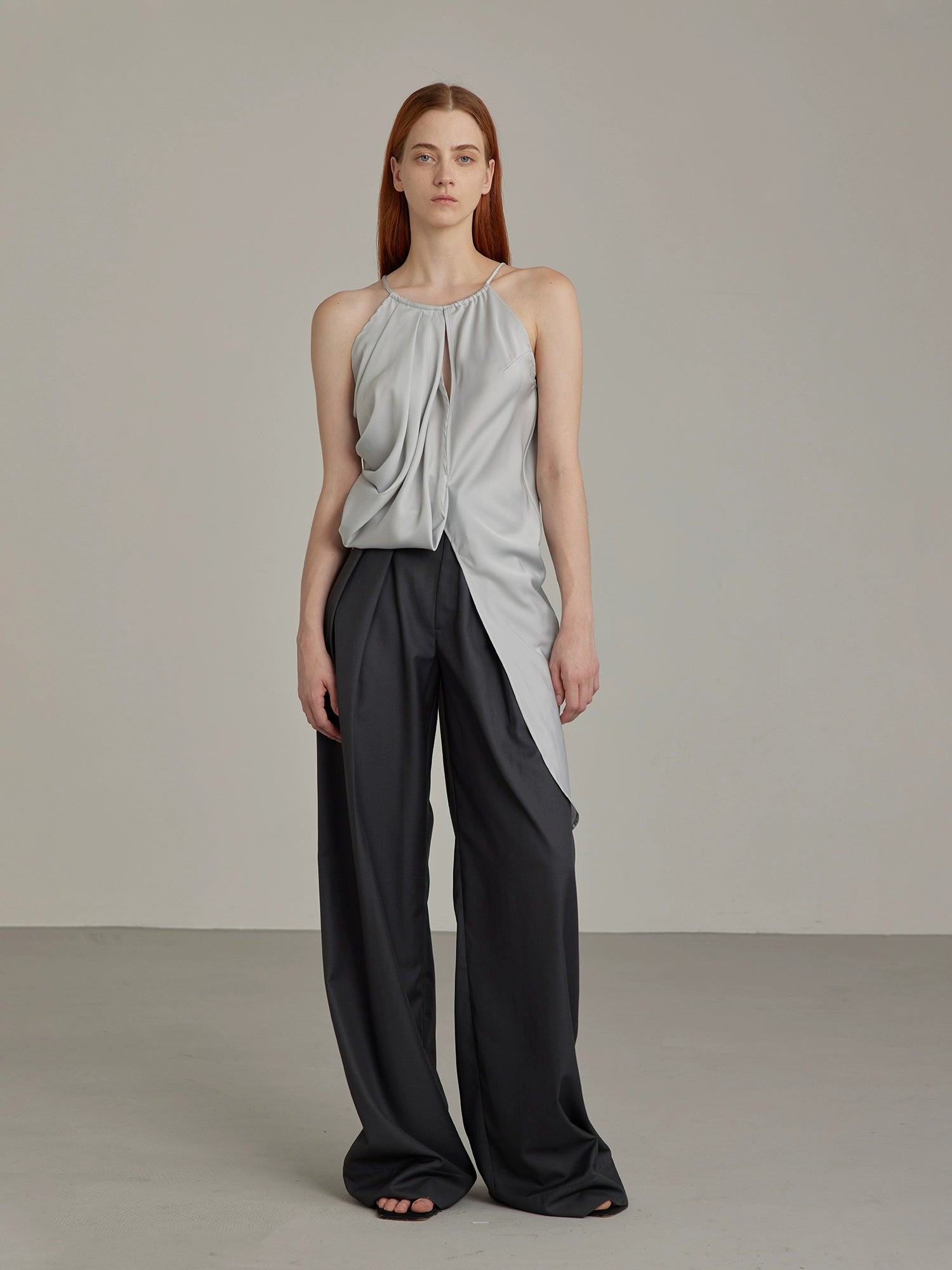 Black Wide-Leg High-Waist Trousers