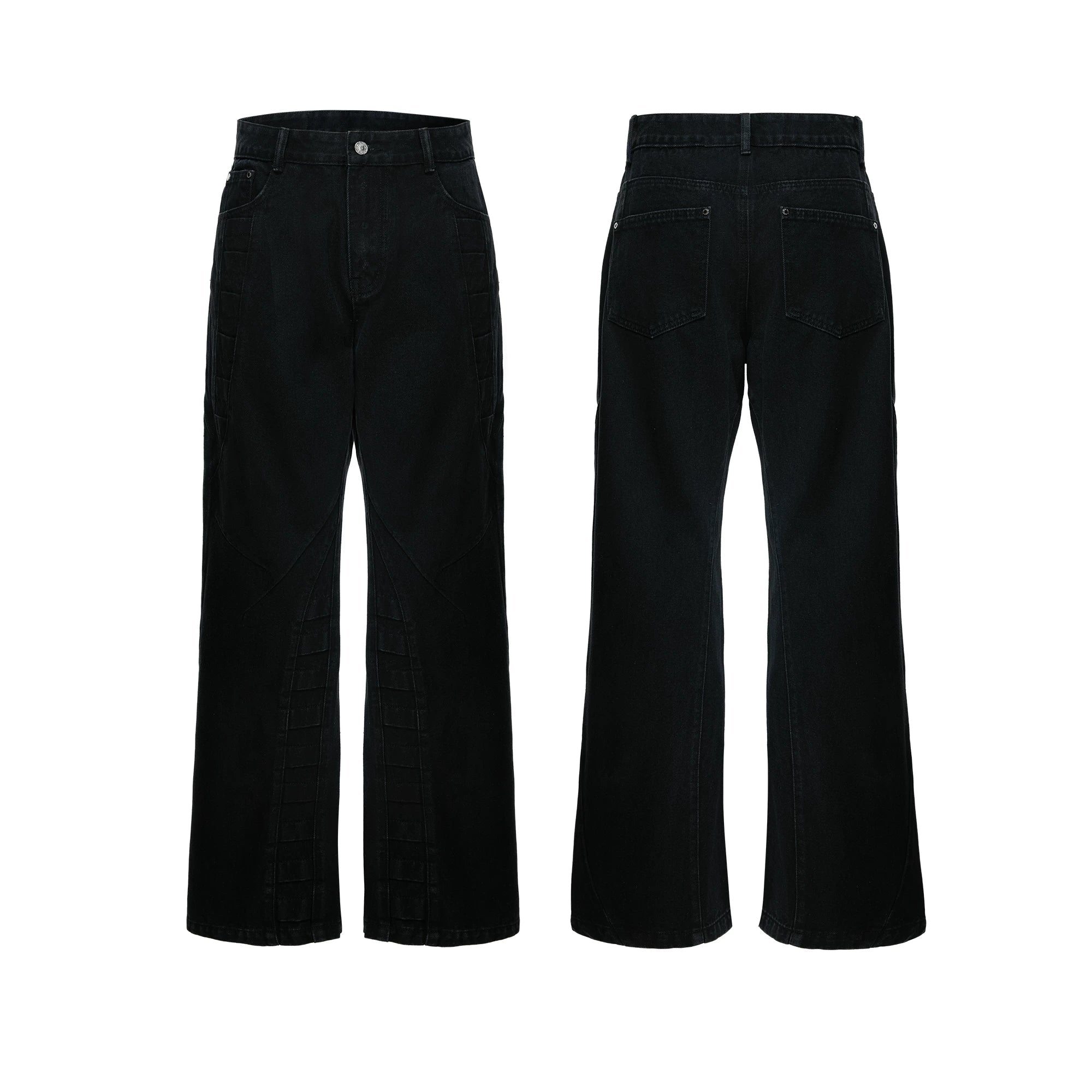 Paneled Seam Wide Leg Jeans