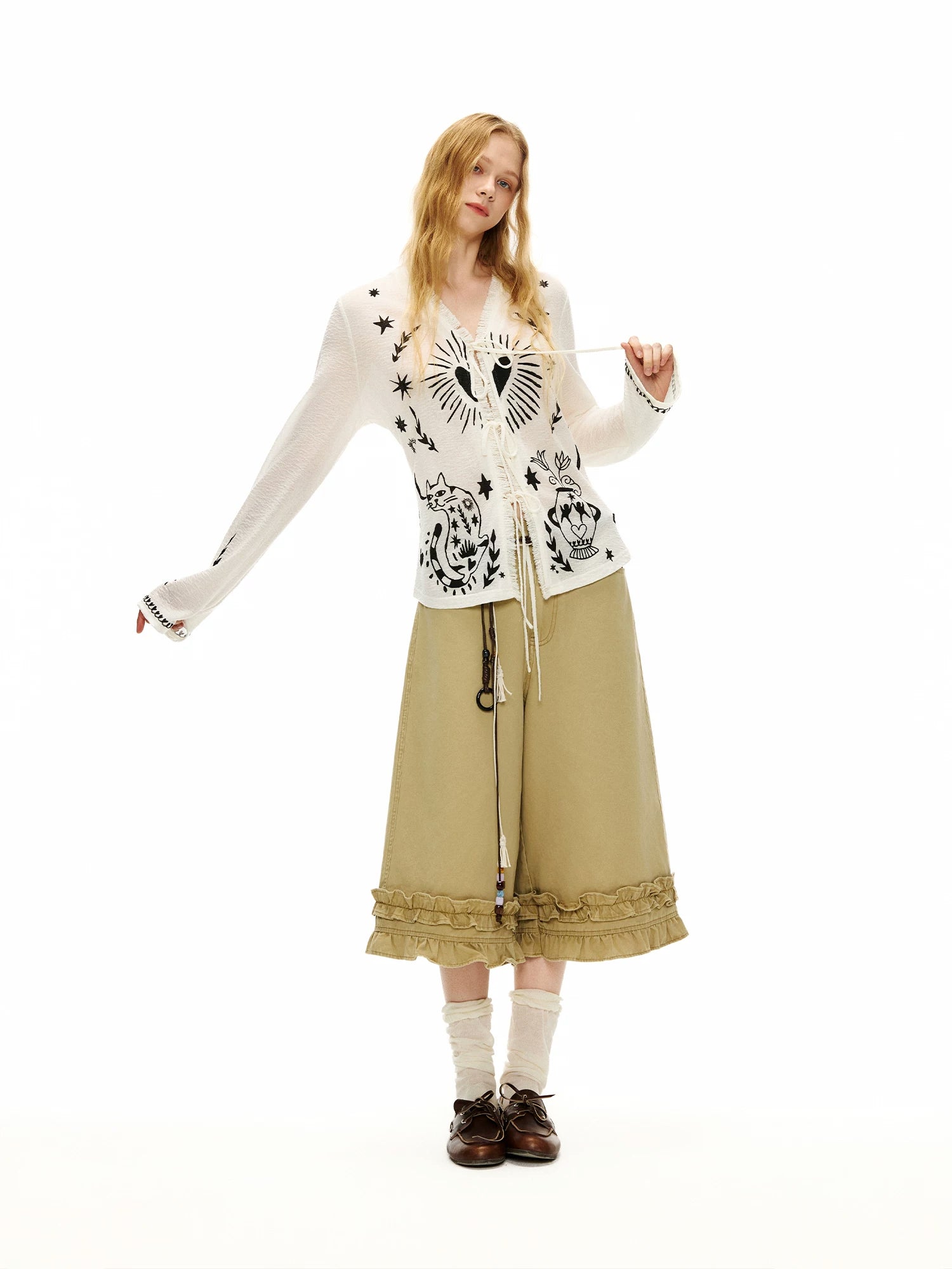 Celestial Familiar Spellbound Tie‑Front Cardigan