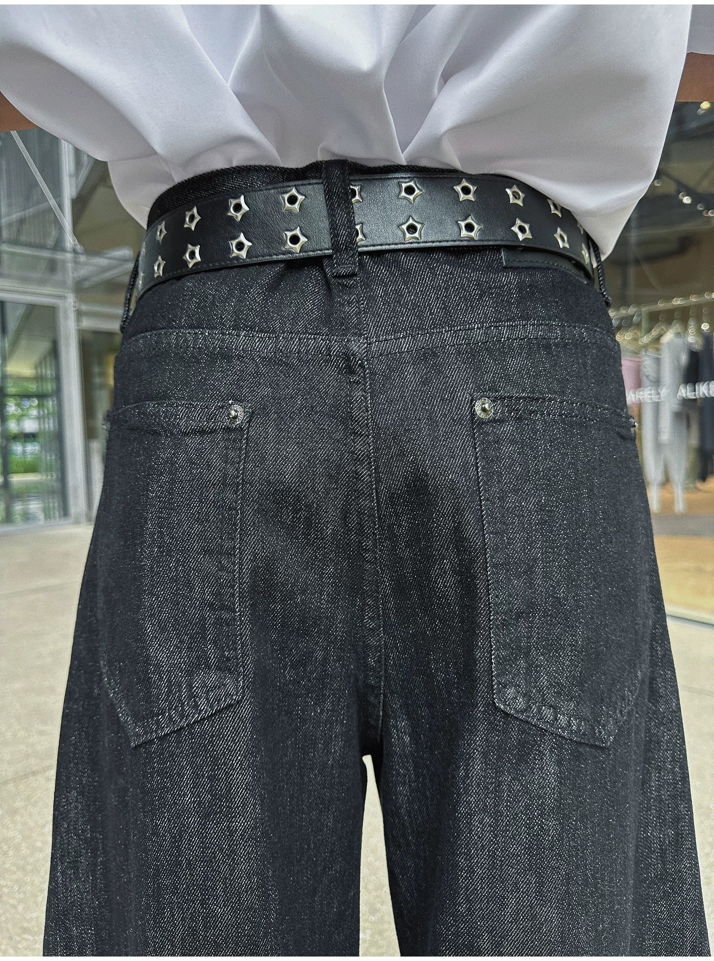 Helix Chain Void-Grommet Denim Jeans