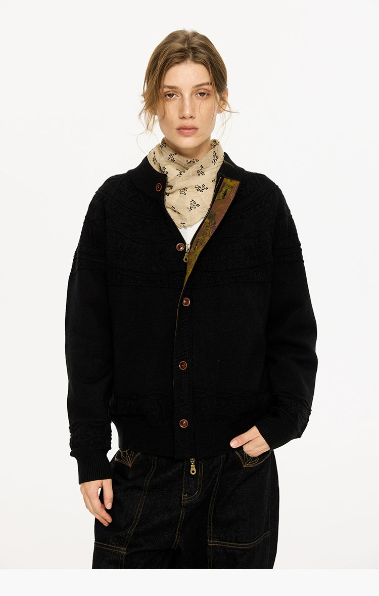 Jacquard Pattern Knit Cardigan