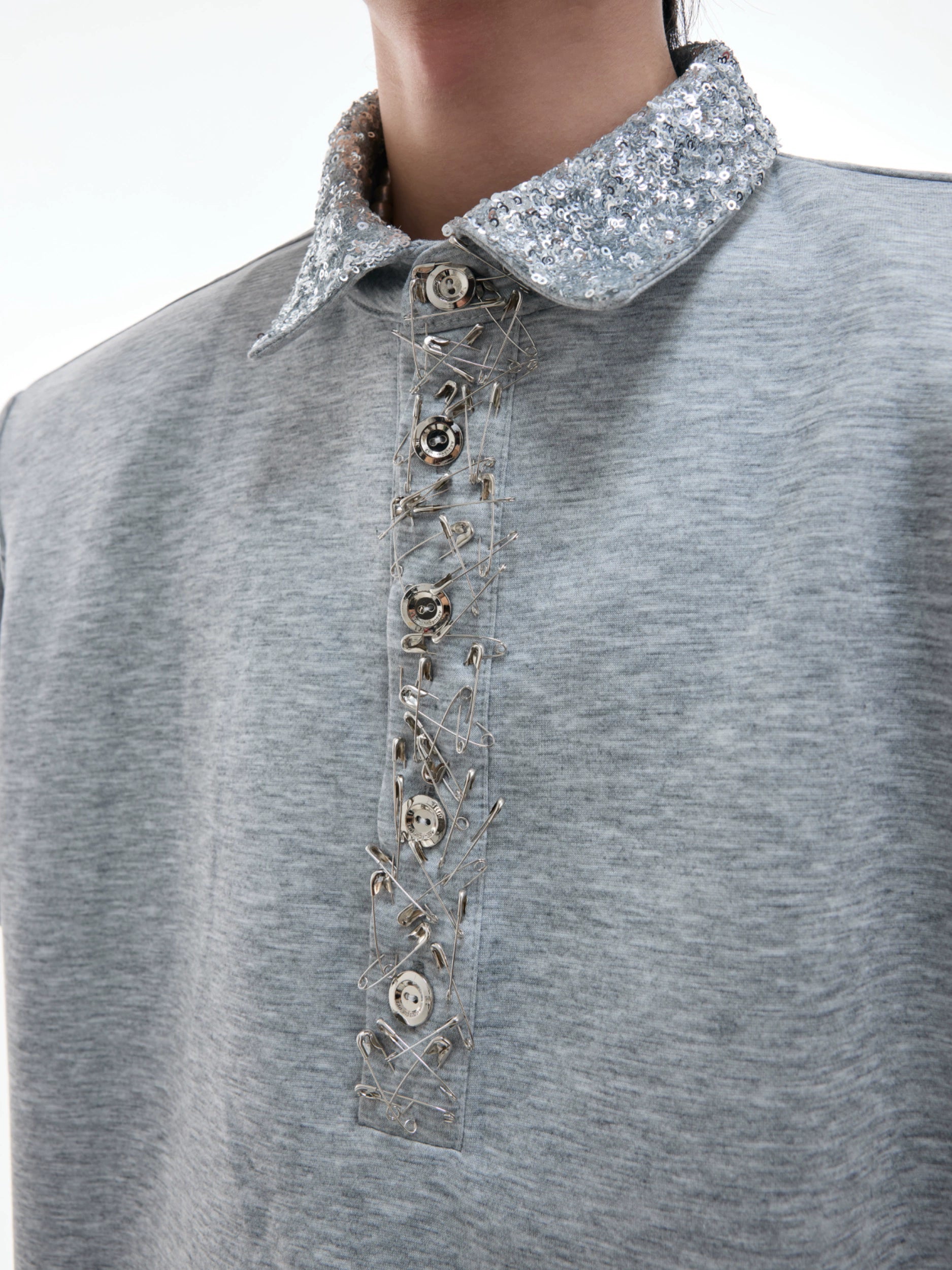 Grey Cotton Polo Shirt Short Sleeve