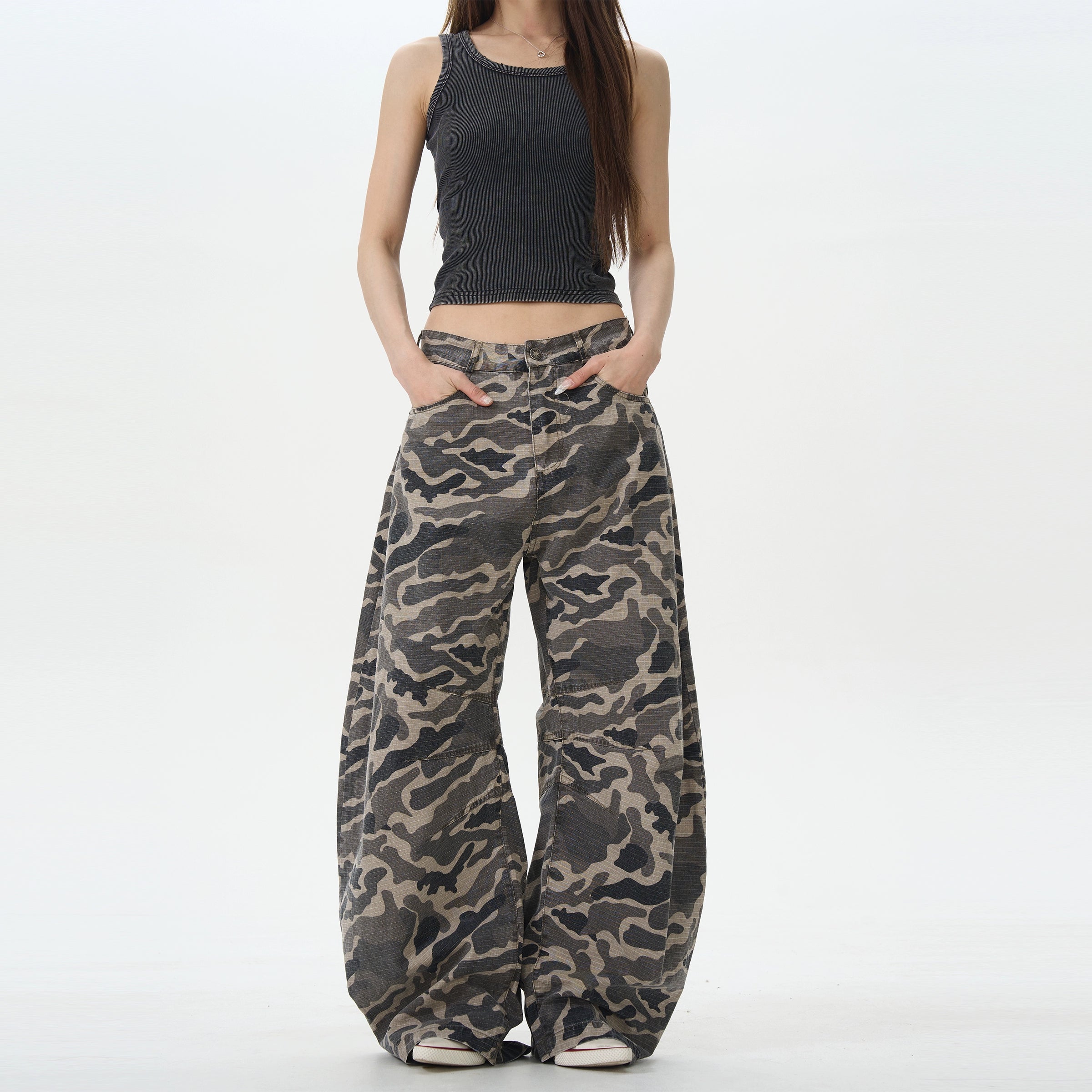 Wide Leg Camo Cargo Pants