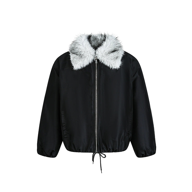 Olive Frost Faux Fur Collar Bomber Jacket