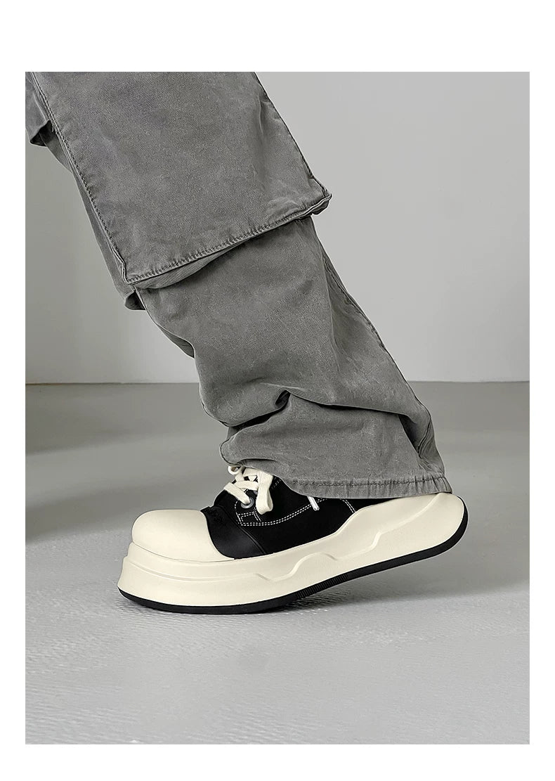 Black Big-Head Round Toe Platform Sneakers