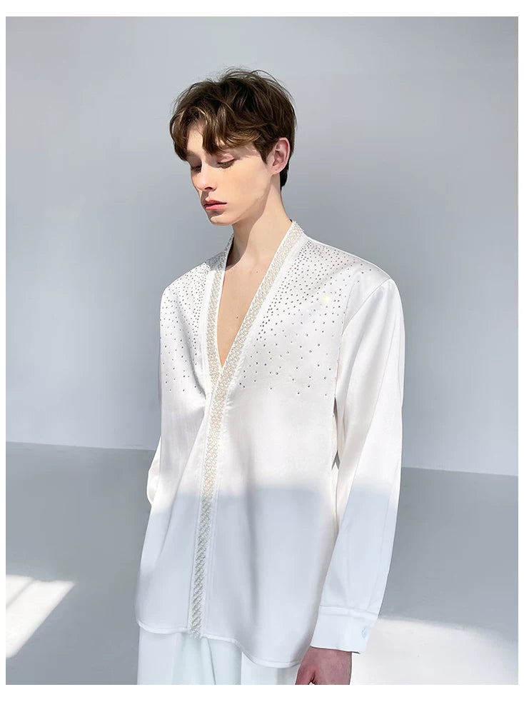 Ivory Constellation Crystal Satin Shirt