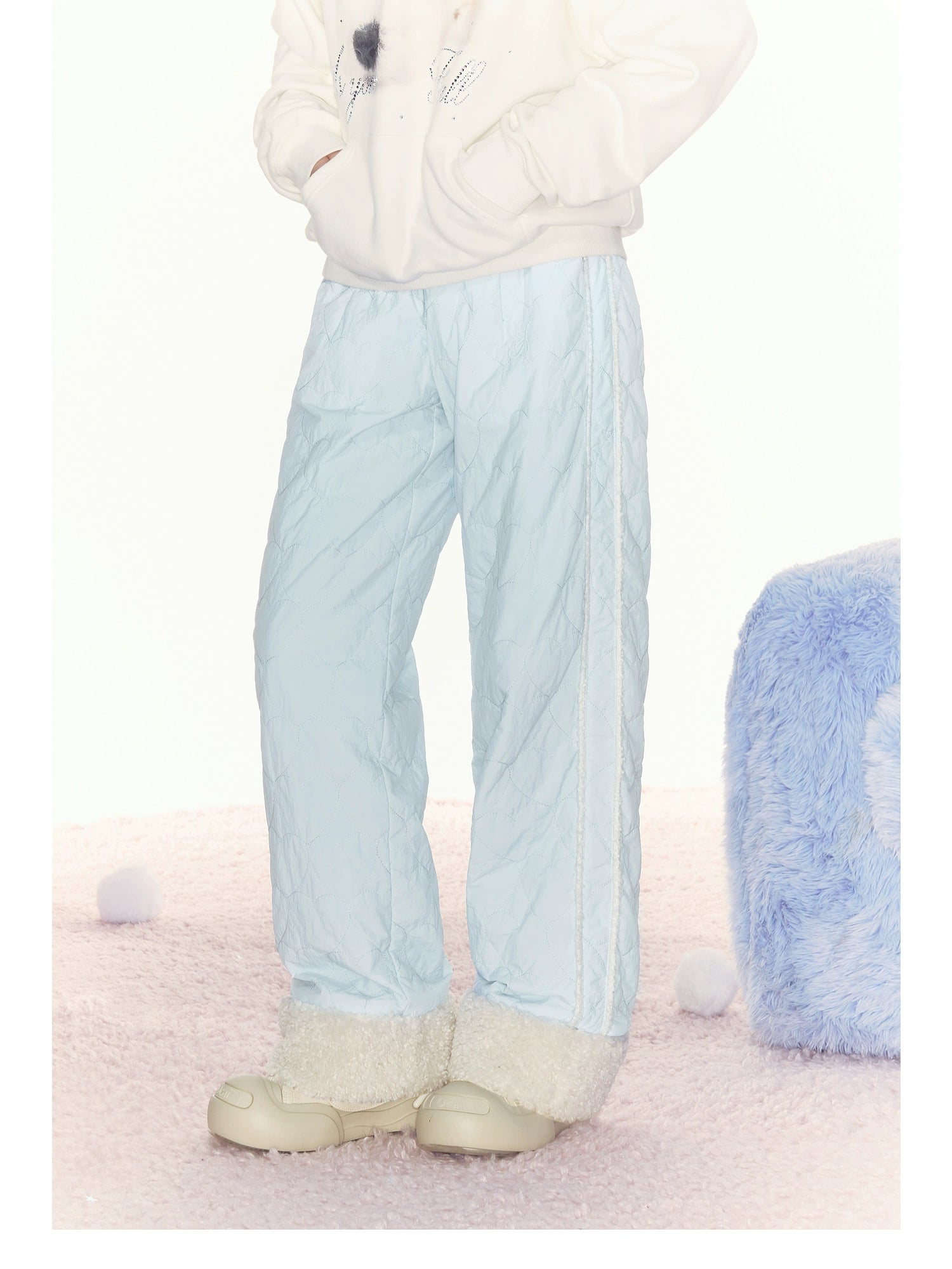Sherpa-Lined Pink Track Pants