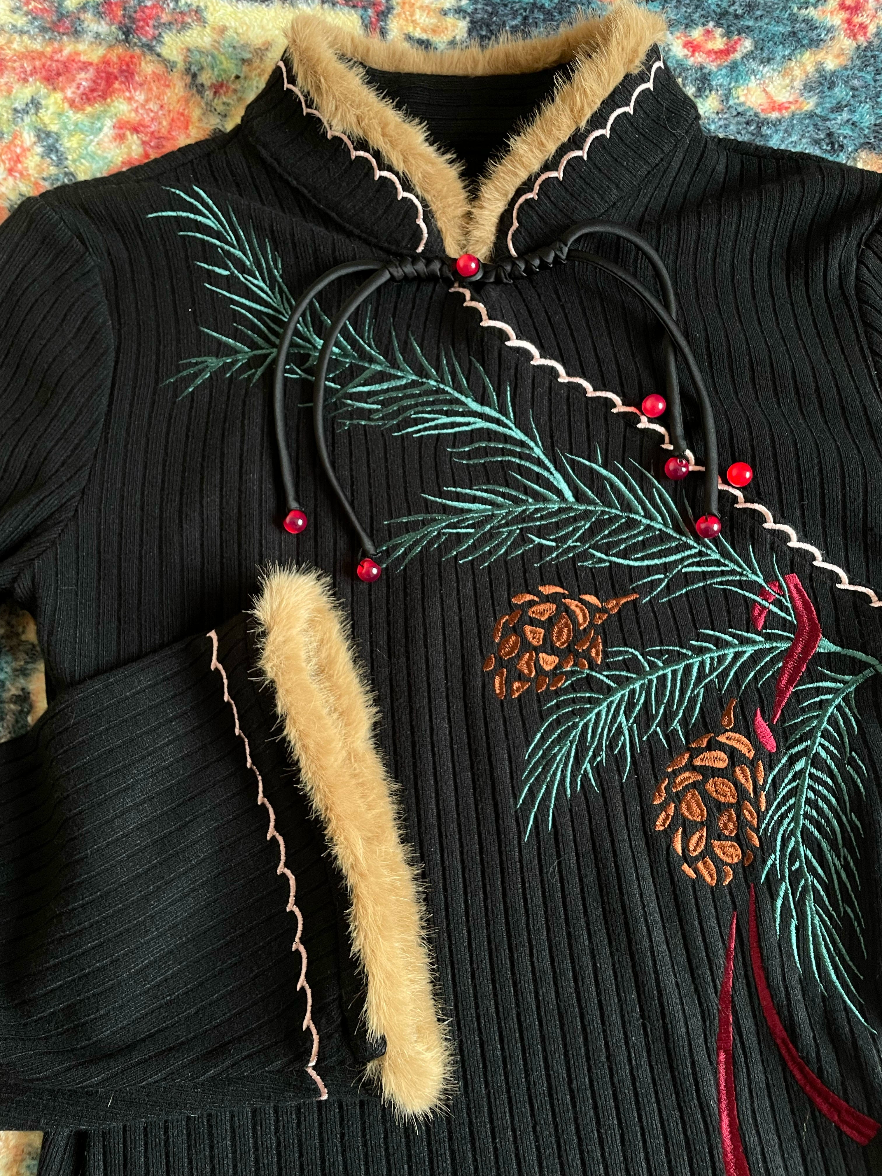 Pine Embroidered Sweater