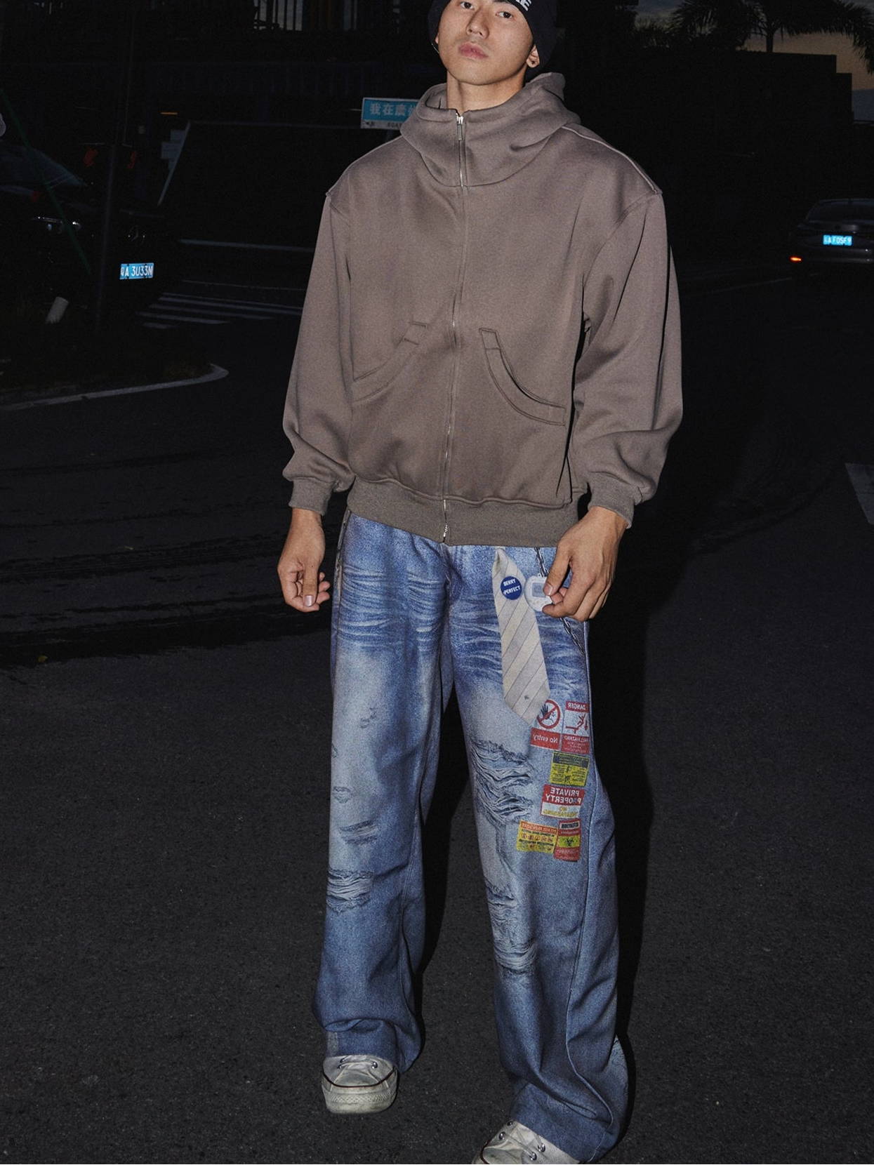 Urban Slate Minimal Zip Hoodie