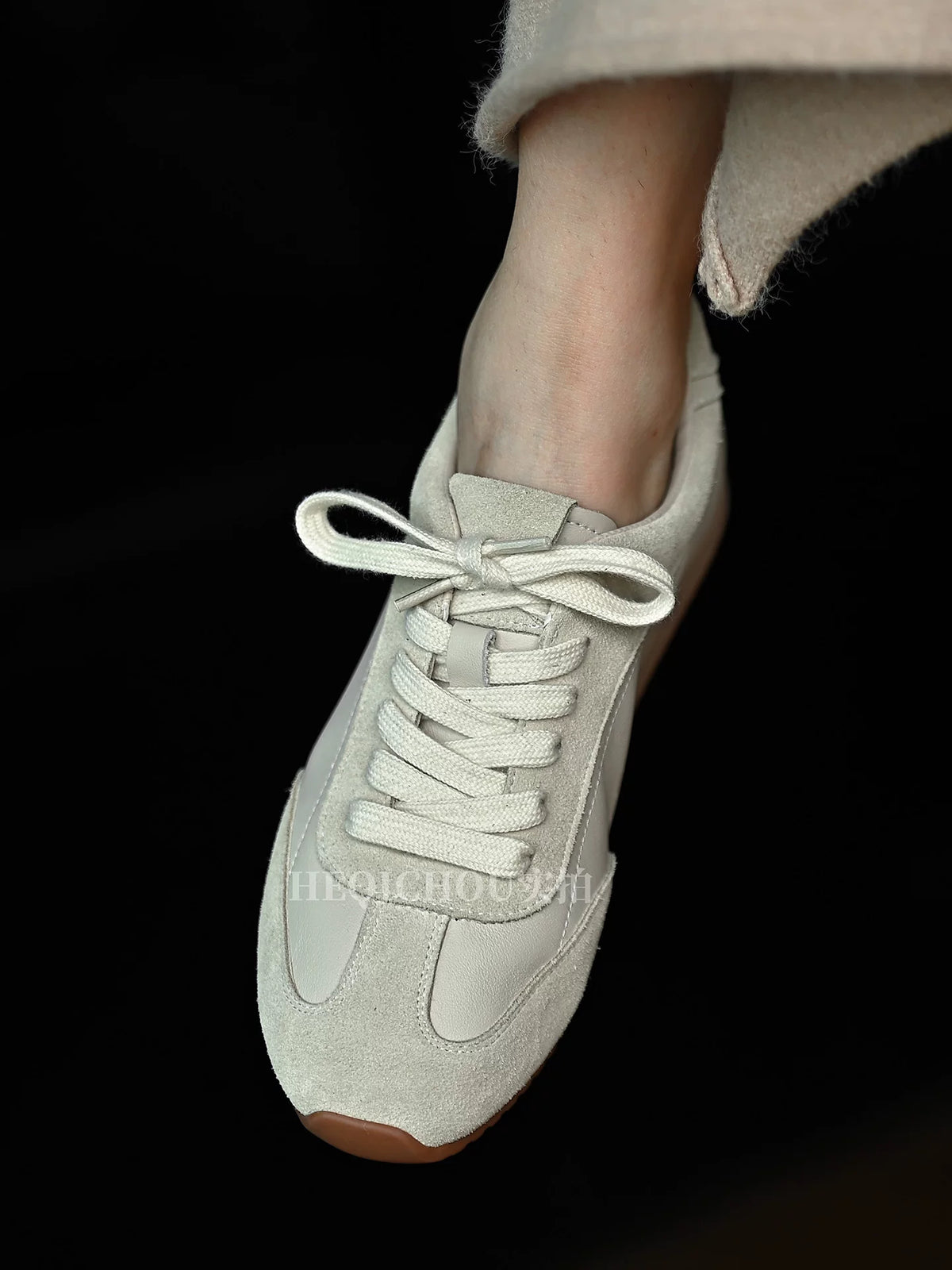 Solenne Suede-Trim Retro Sneakers