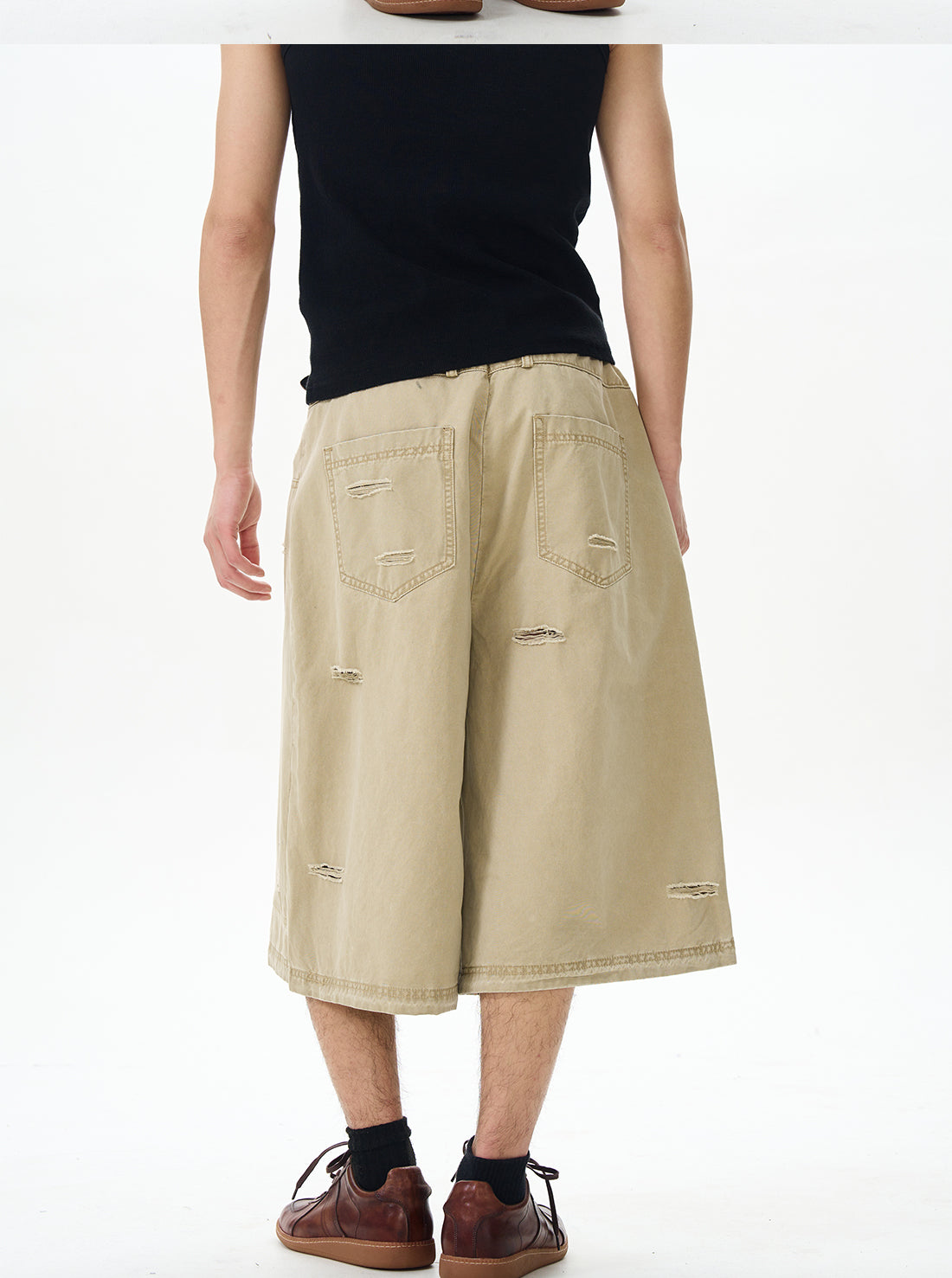 Distressed Grey Cargo Denim Shorts