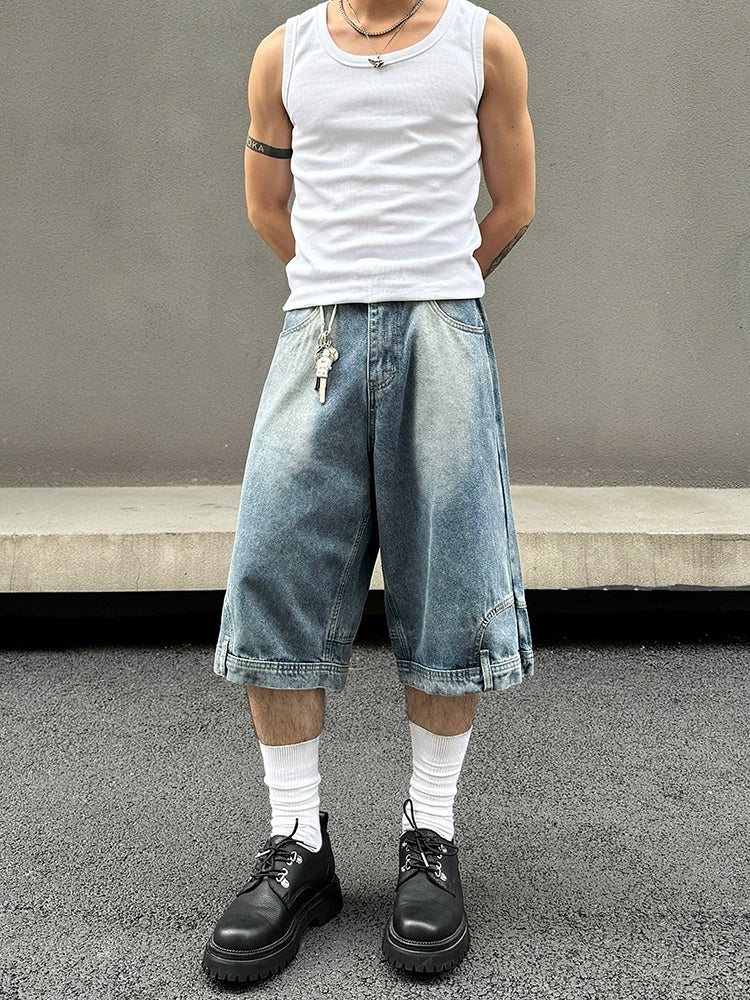 Old Jeans Block Pocket Denim Shorts