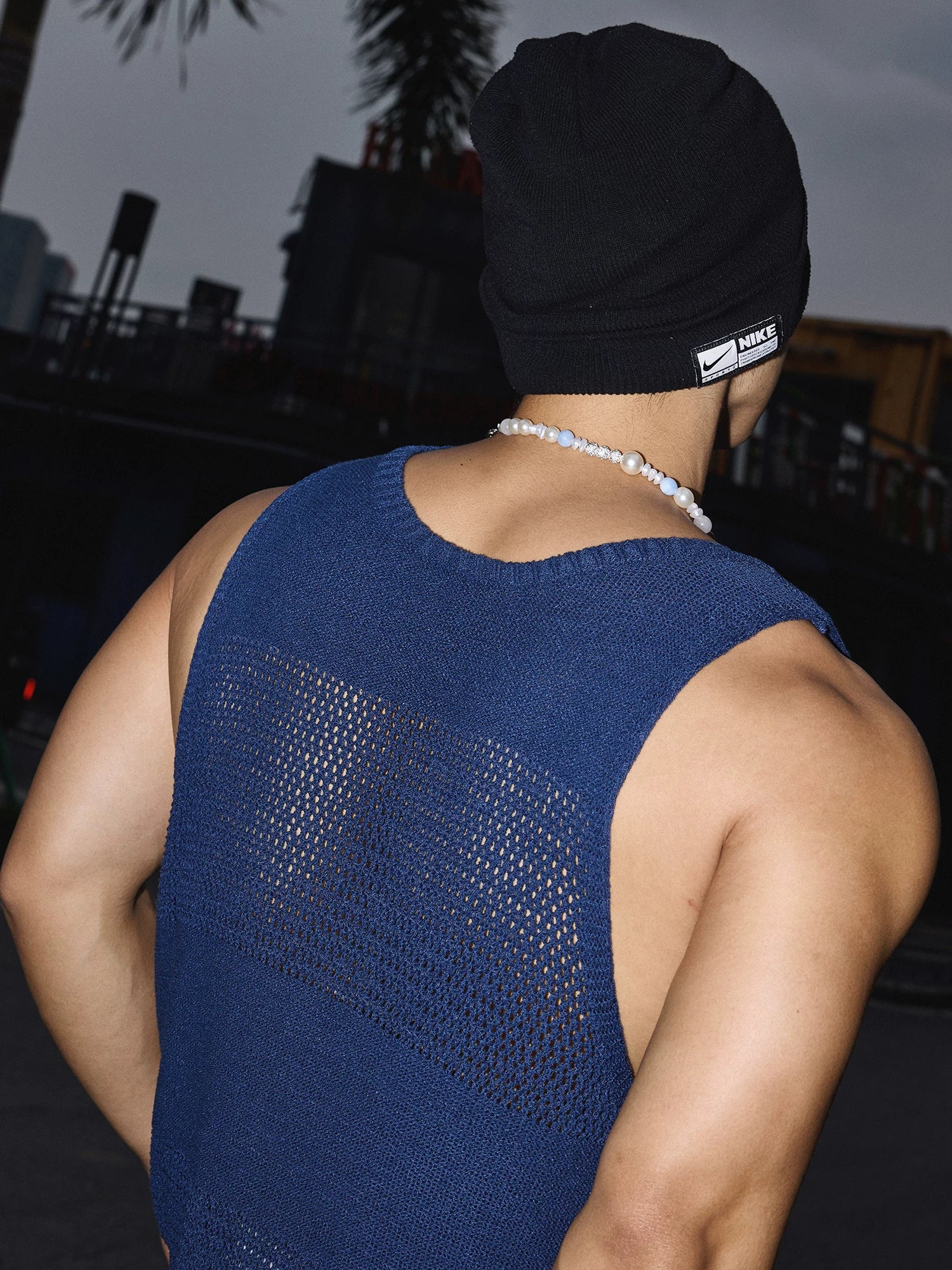 Midnight Mesh Scoop-Neck Tank Top