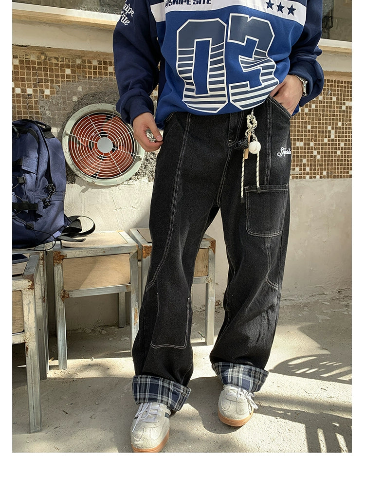 Straight-Leg Washed Jeans