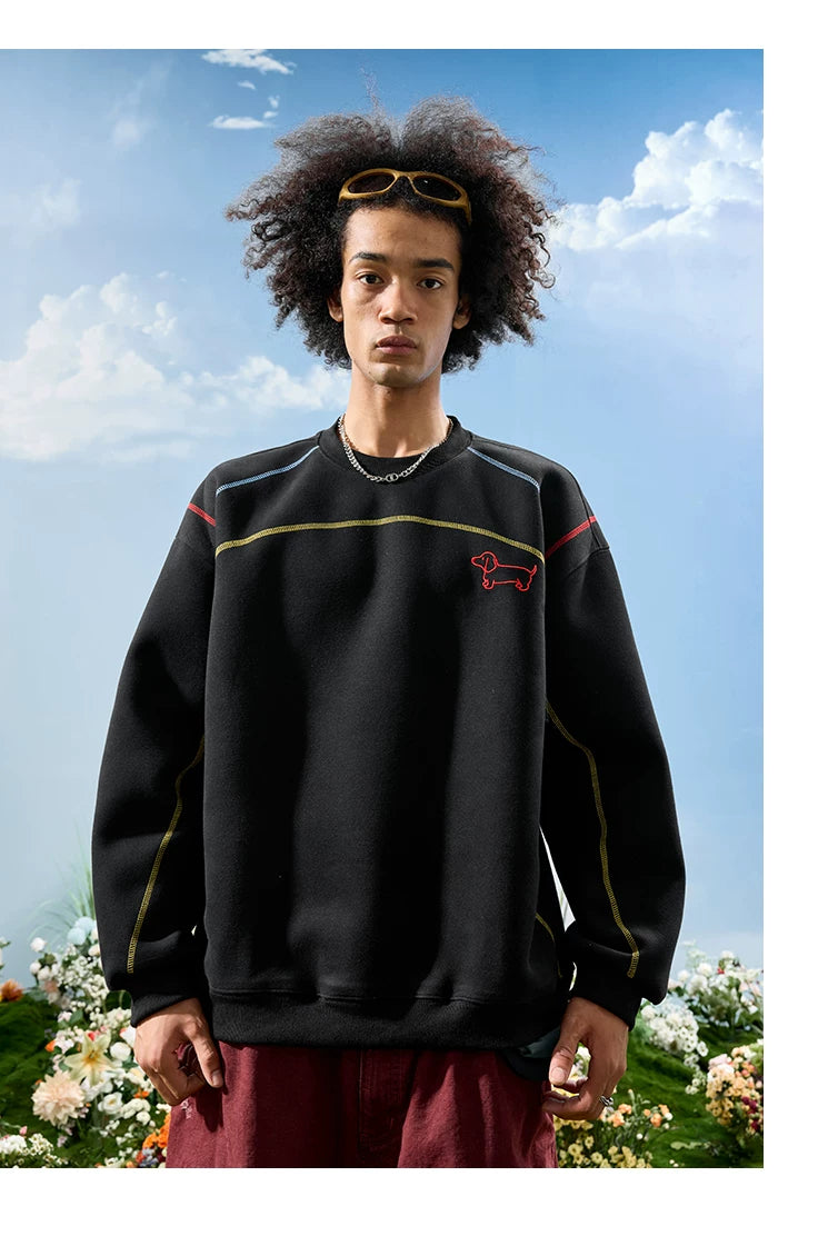 Dachshund Embroidered Oversized Crewneck Sweatshirt