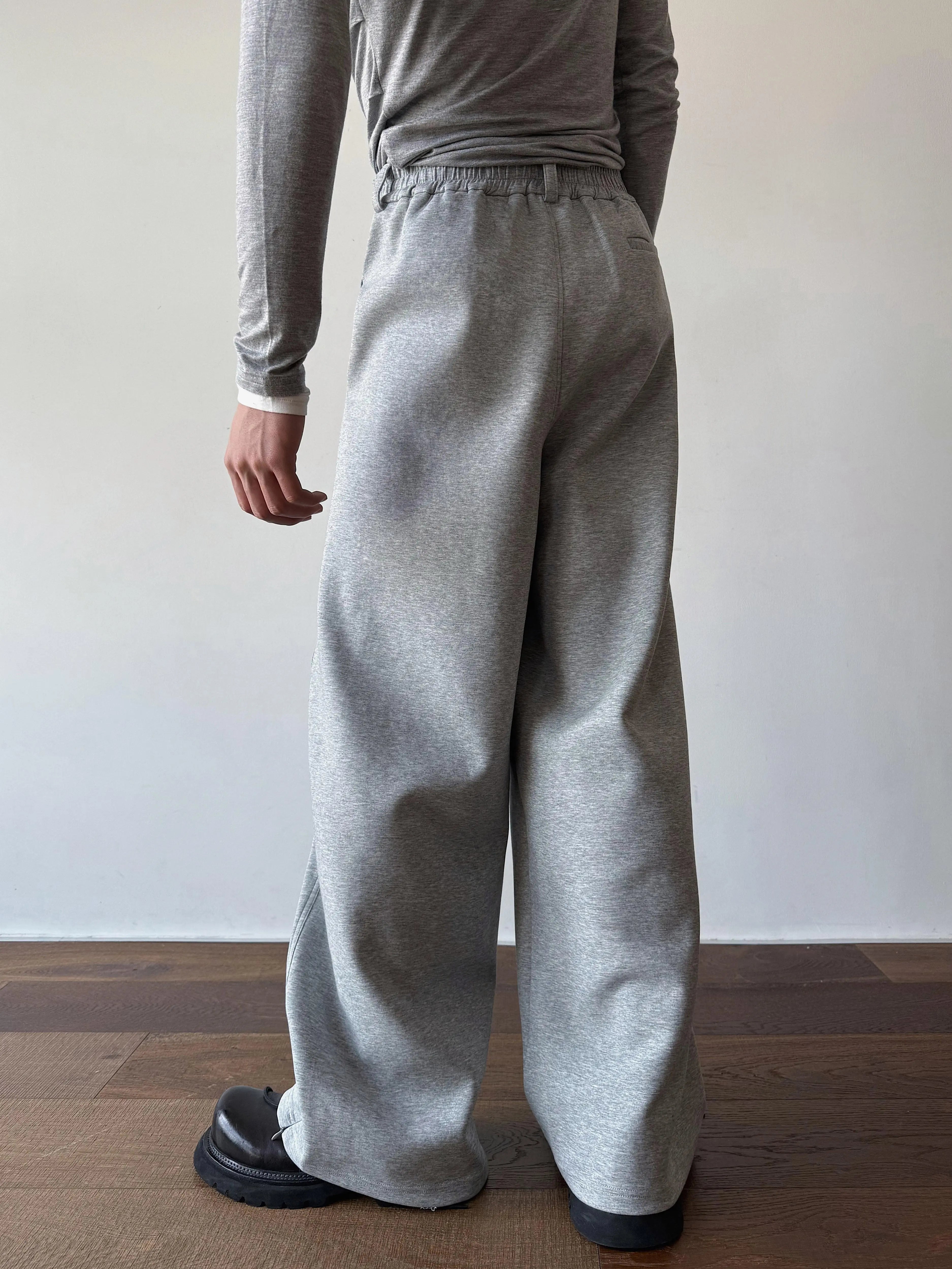 Wool Blend Wide Leg Grey Pants