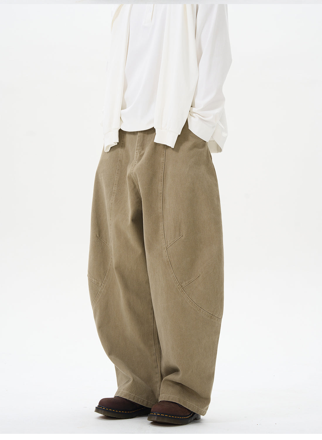 Wide Leg Pleated Dark Denim Pants