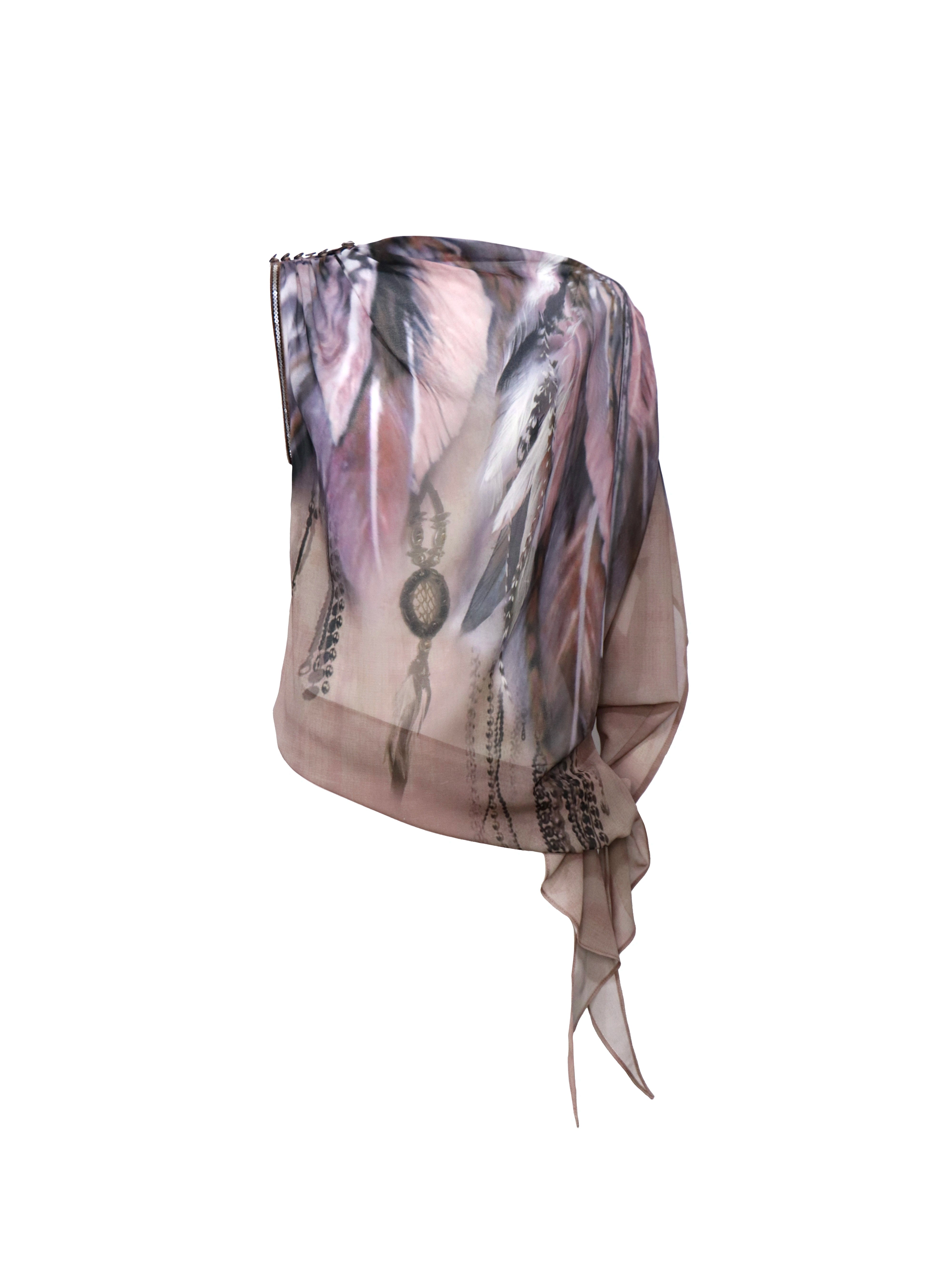 Featherfall Draped Chiffon Top