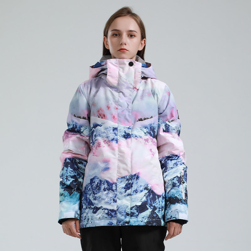Mountain and Tie-Dye Print Ski Jackets