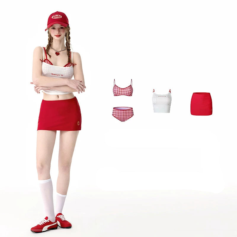 Varsity Cherry Court Mini Swimwear Set