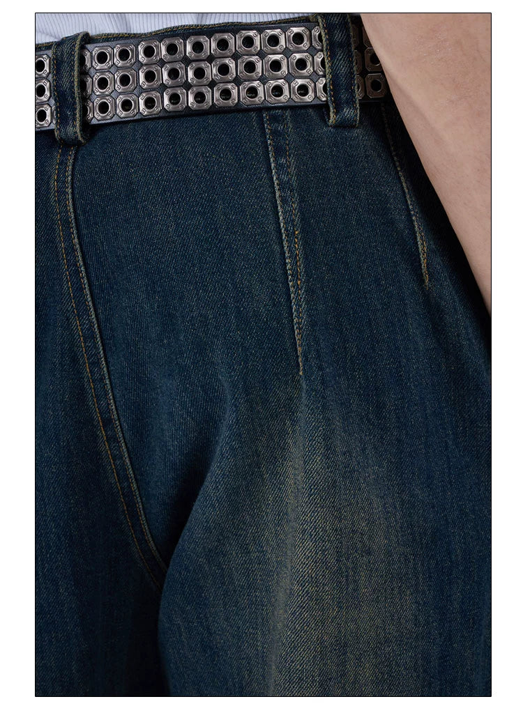 Lace-Up Pocket Cargo Jeans